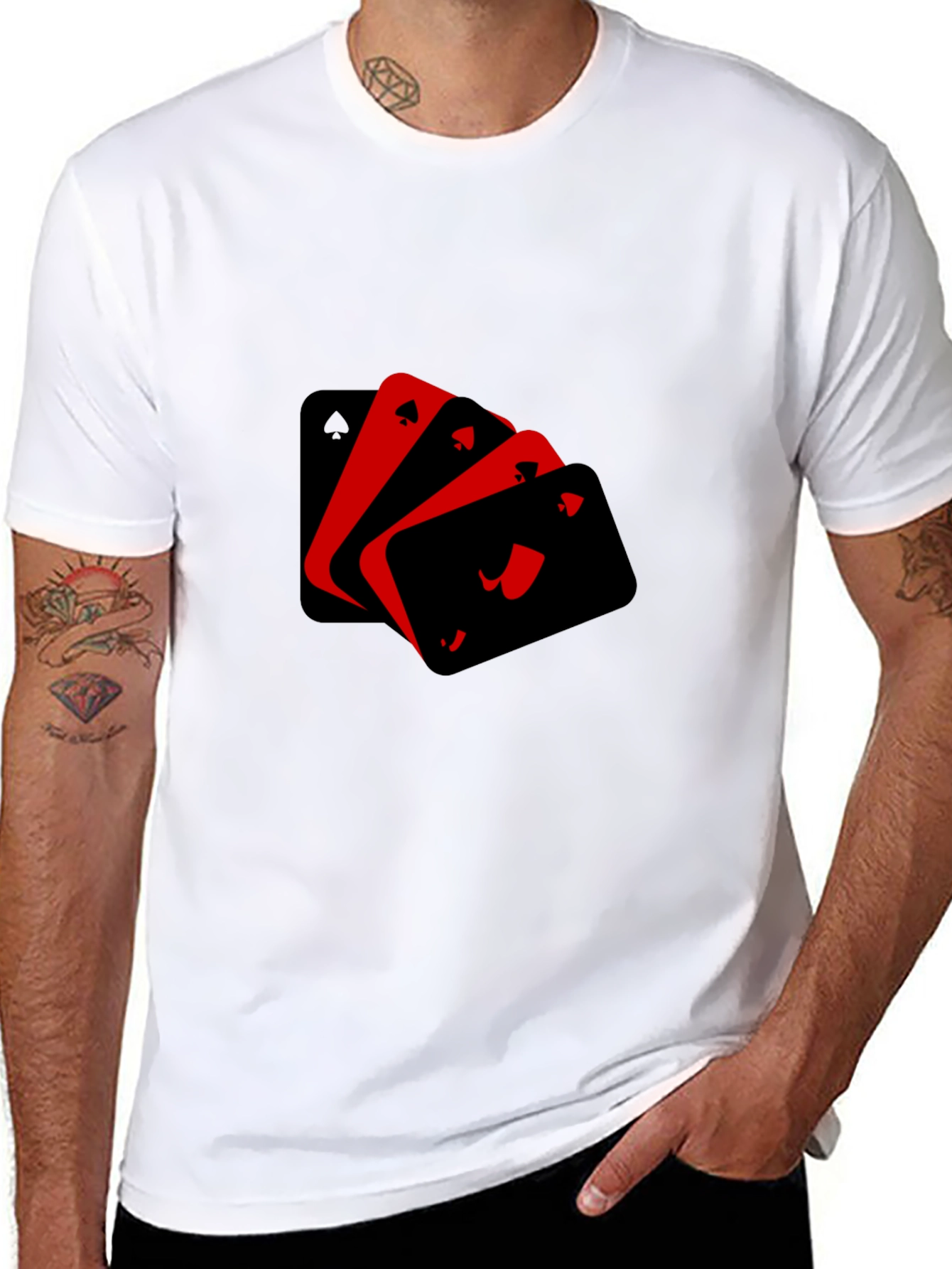 Ace Playing Cards Graphic Black T-Shirt