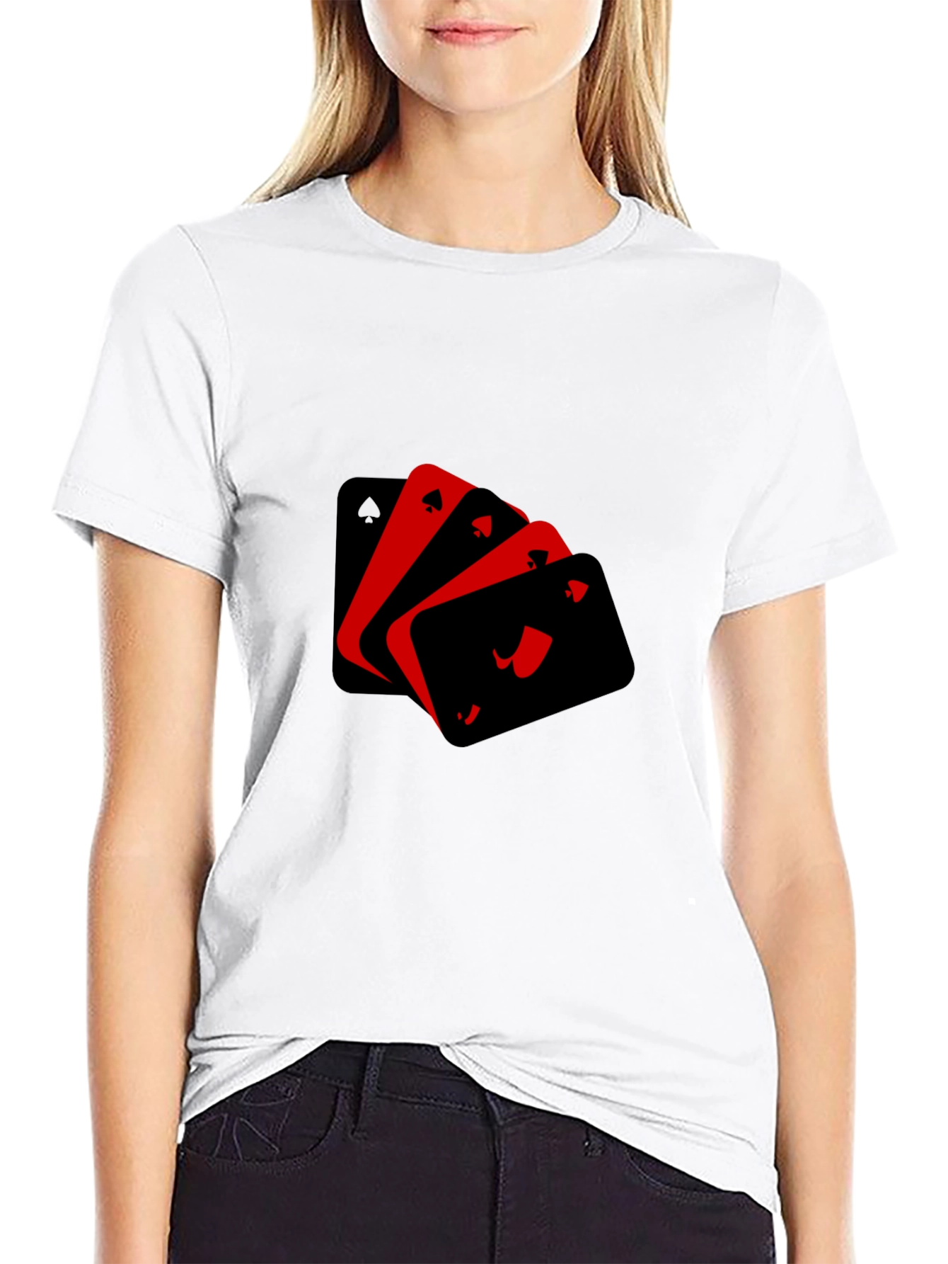 Ace Playing Cards Graphic Black T-Shirt