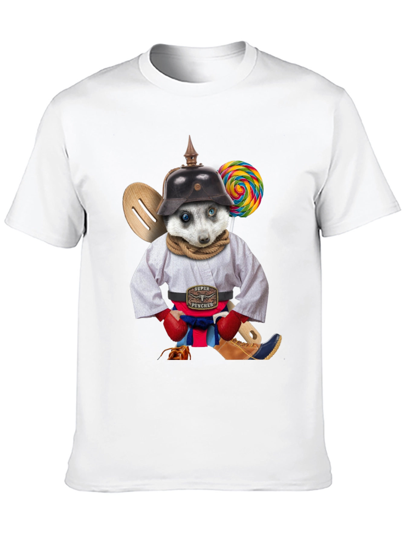 Quirky Animal Graphic T-Shirt - Super Puncher Meerkat