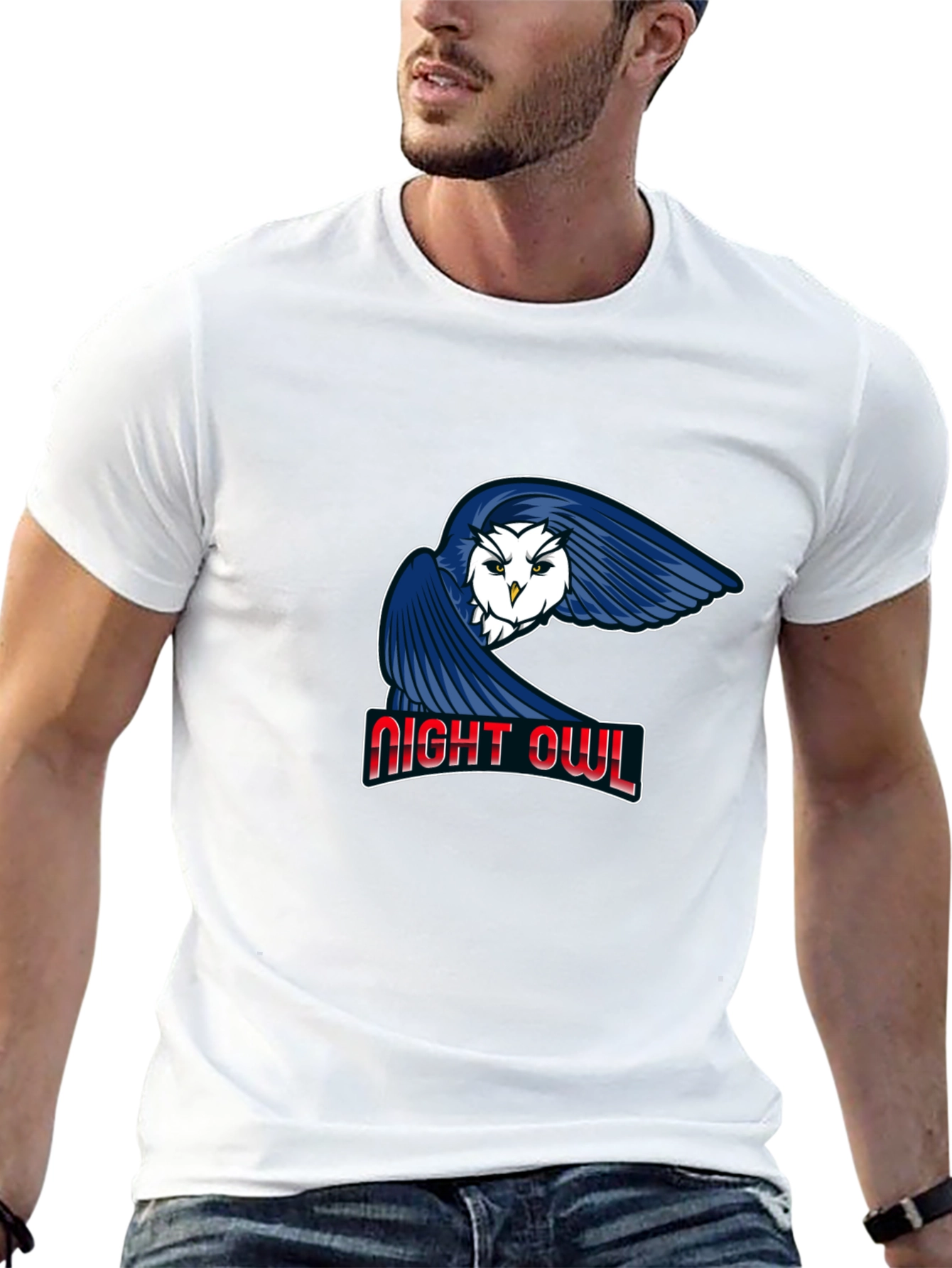 Night Owl Graphic Tee - Black Cotton T-Shirt