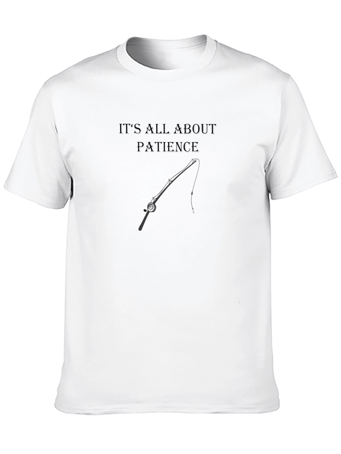 Patience Fishing Rod Graphic Tee - Black Casual Shirt