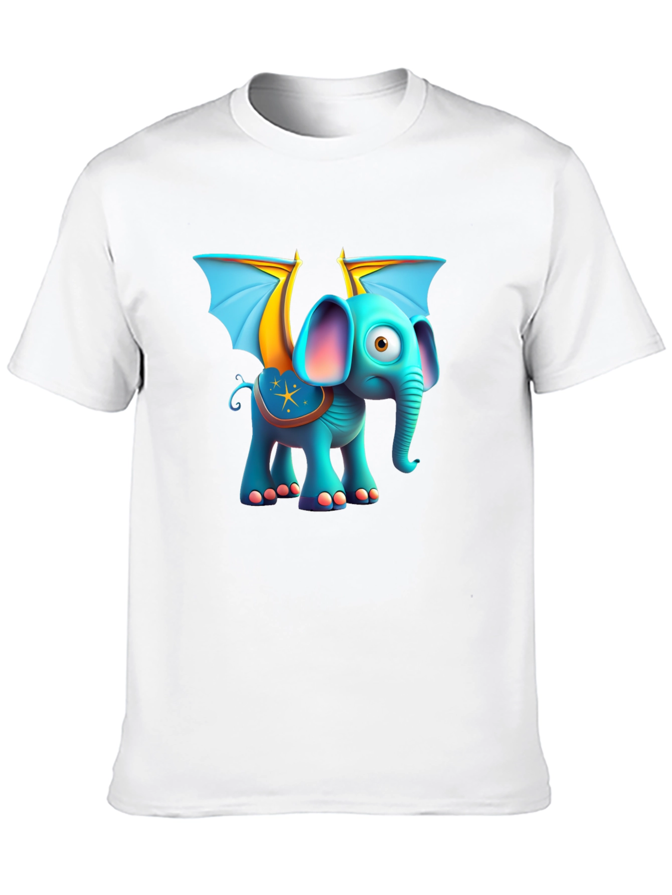 Cartoon Elephant with Wings Graphic Tee