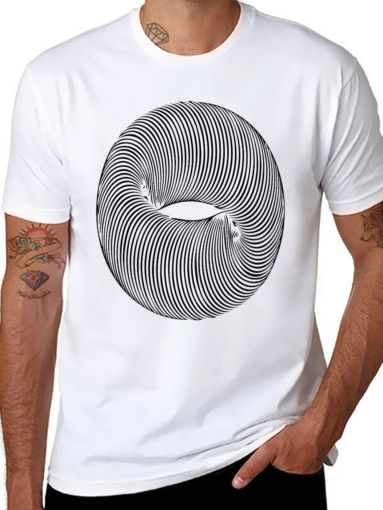 Abstract Optical Illusion Black T-Shirt