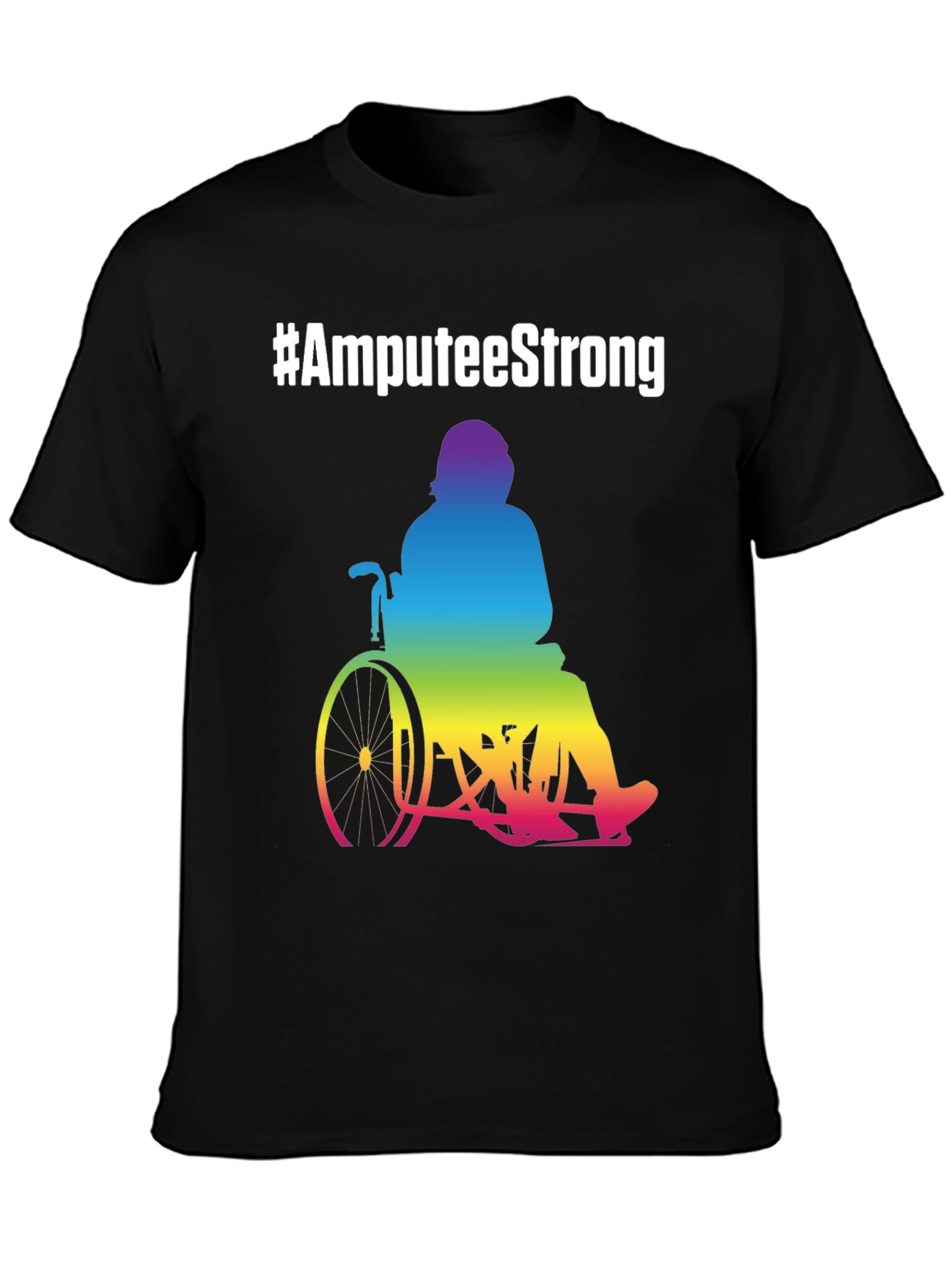 Amputee Strong Rainbow Wheelchair T-Shirt