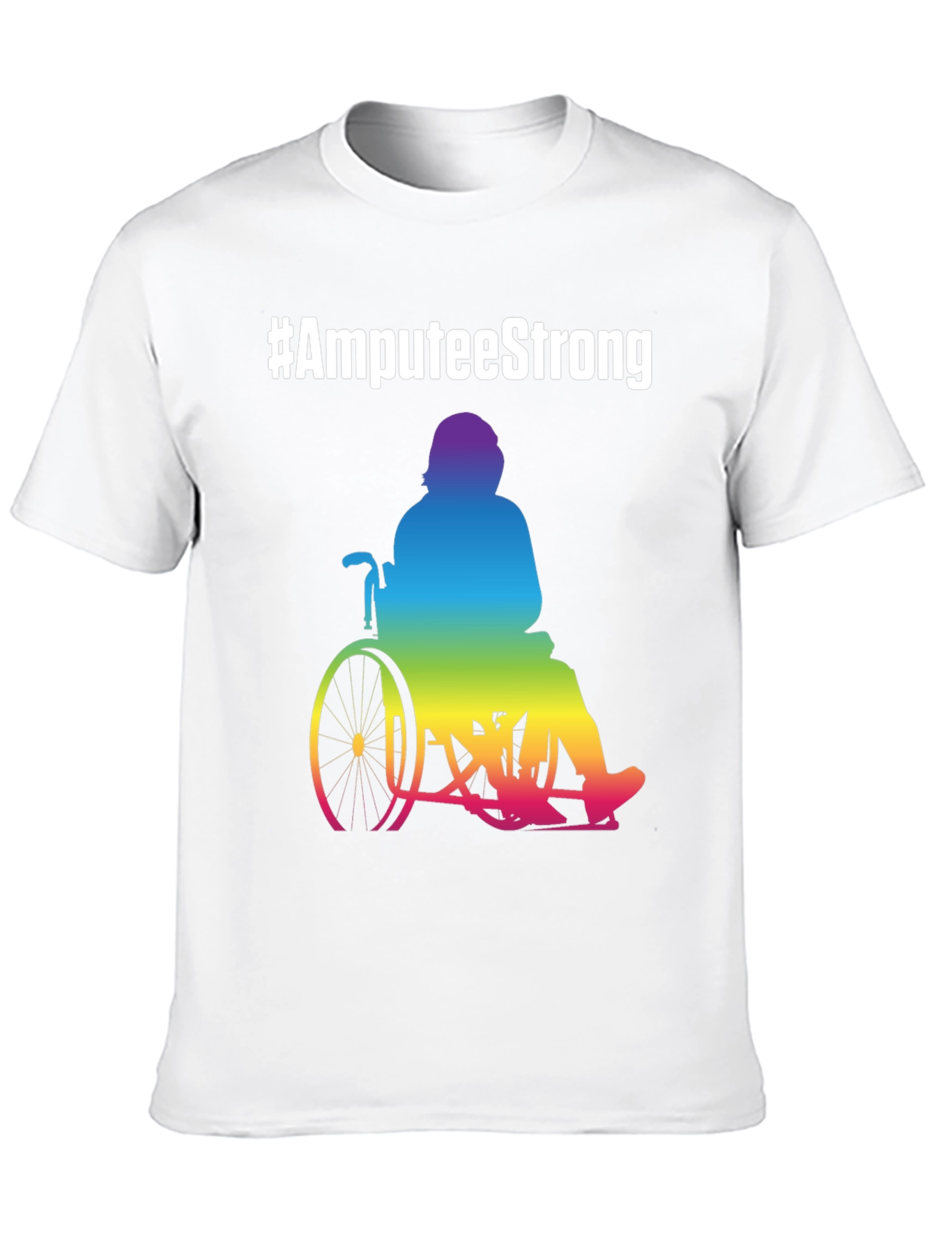 Amputee Strong Rainbow Wheelchair T-Shirt