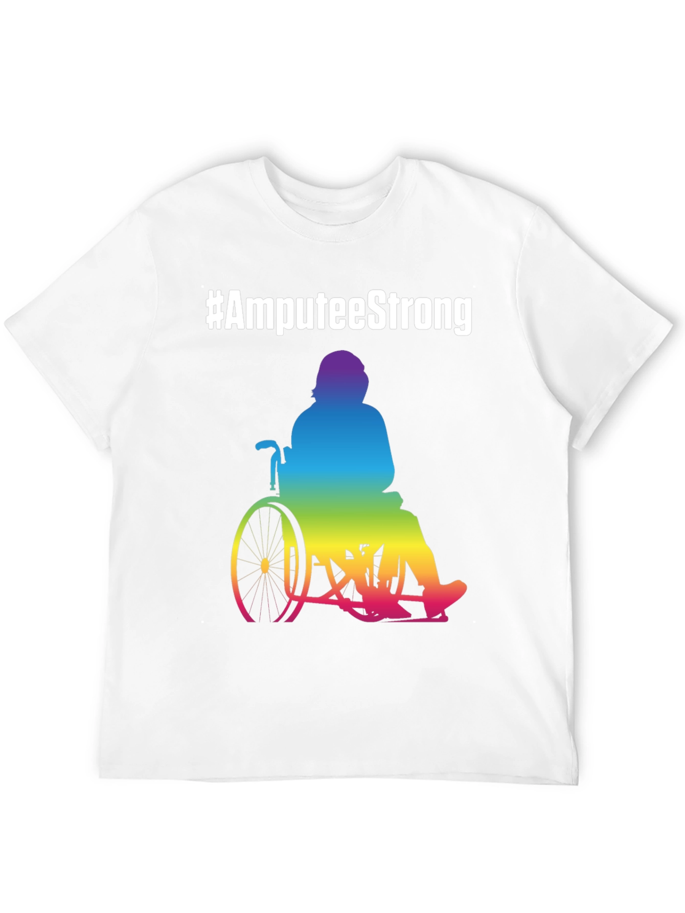 Amputee Strong Rainbow Wheelchair T-Shirt