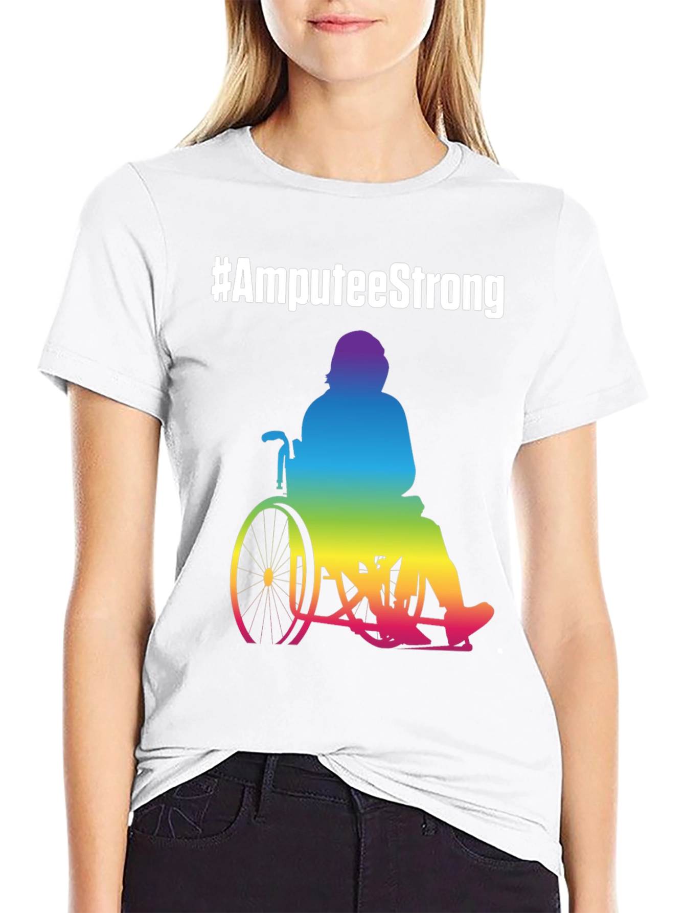 Amputee Strong Rainbow Wheelchair T-Shirt