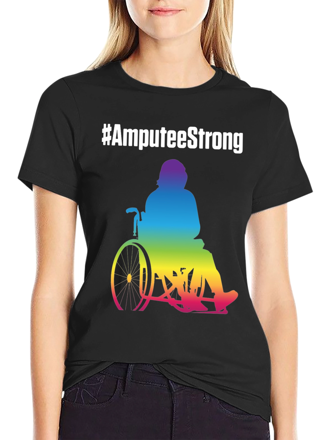 Amputee Strong Rainbow Wheelchair T-Shirt