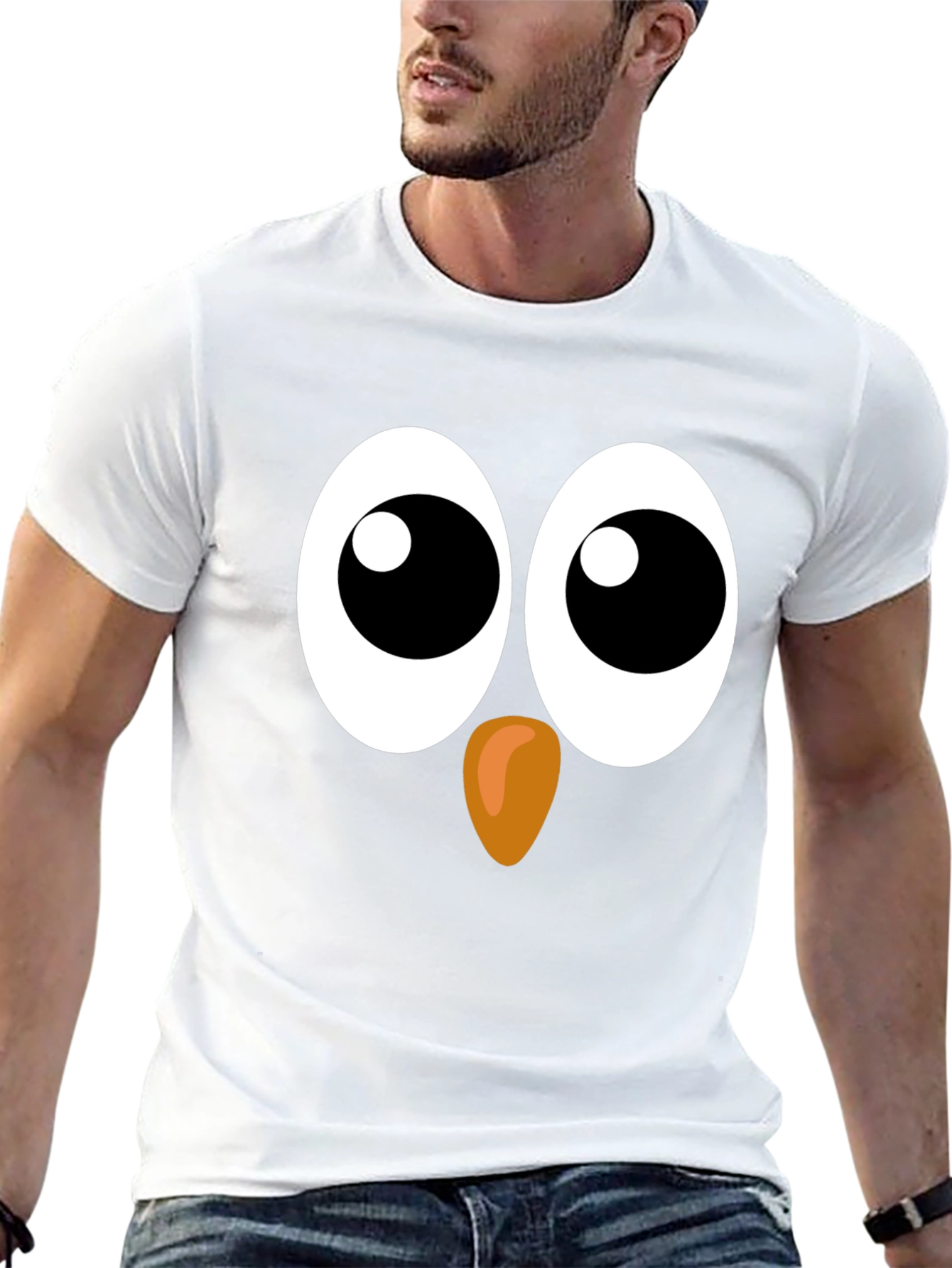 Funny Owl Face Graphic Black T-Shirt