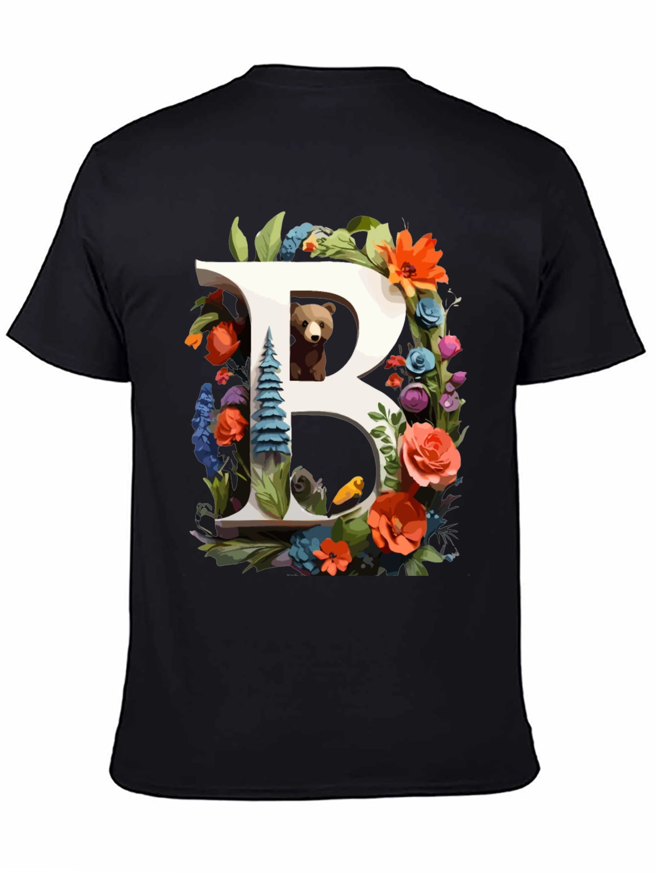 Floral B Bear T-Shirt - Unique Design