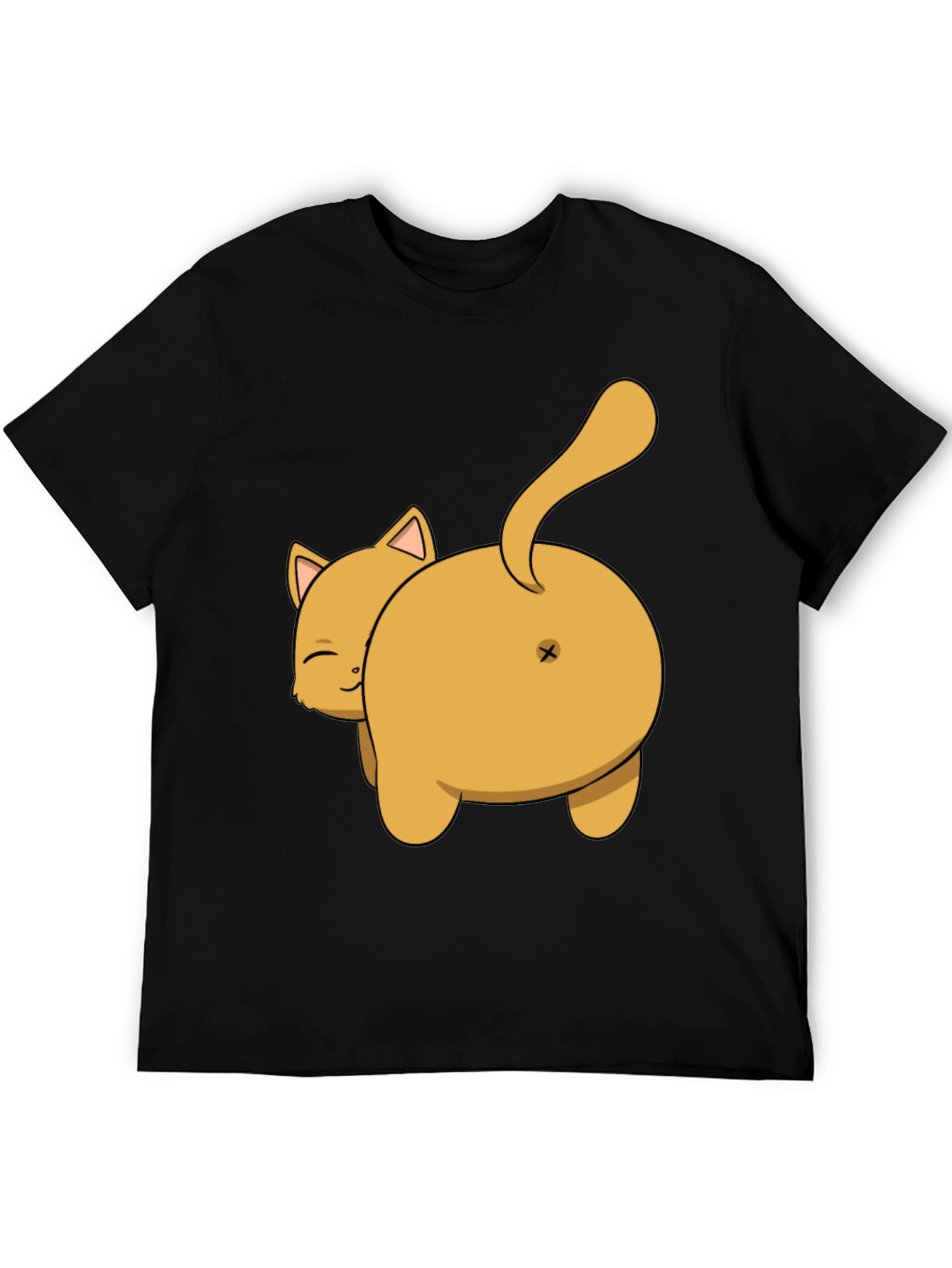 Funny Cat Butt T-Shirt - Black Cotton Tee
