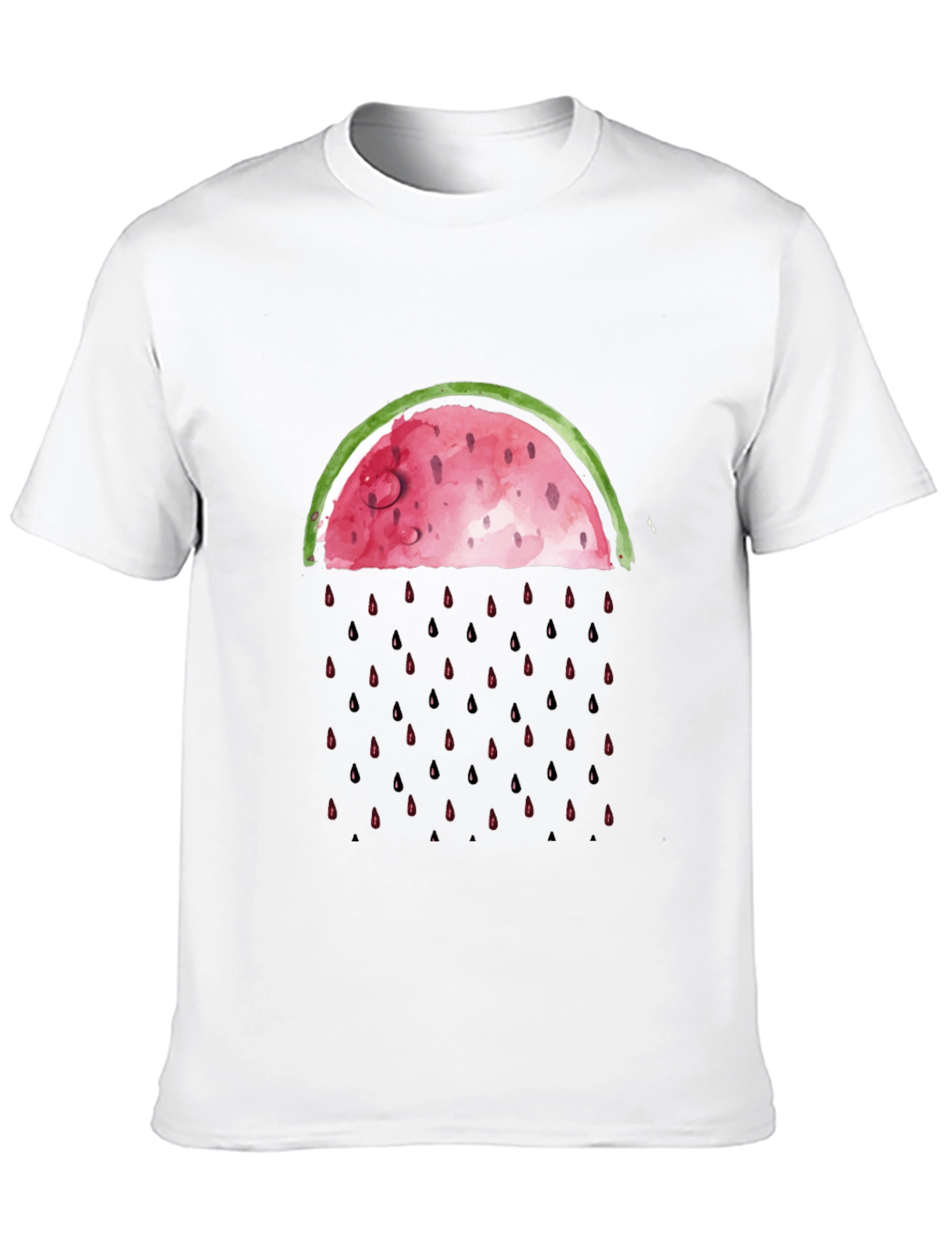 Watermelon Rain Graphic Tee - Black Cotton Shirt