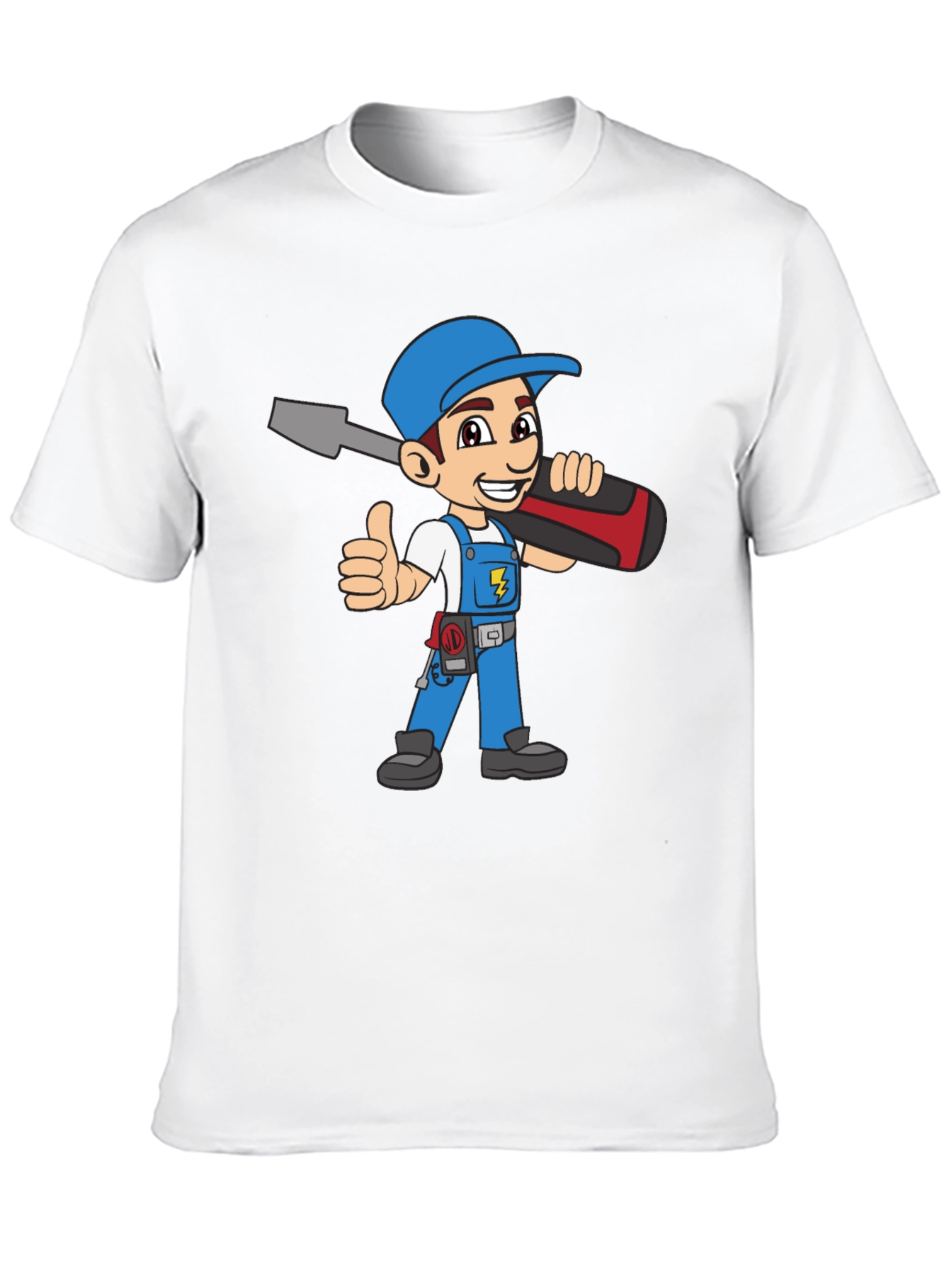 Electrician Cartoon Black T-Shirt