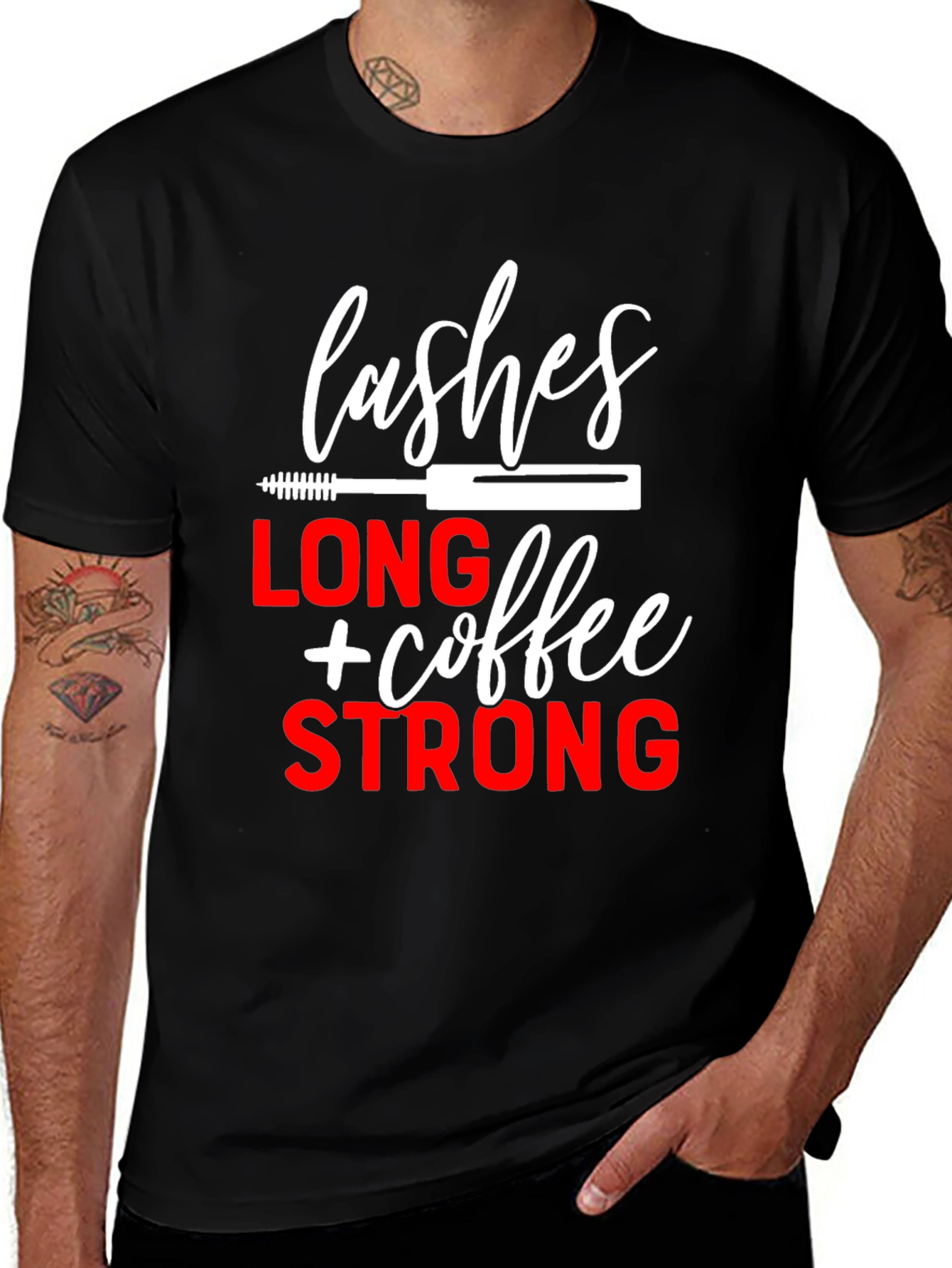 Lashes Long Coffee Strong Black Graphic Tee