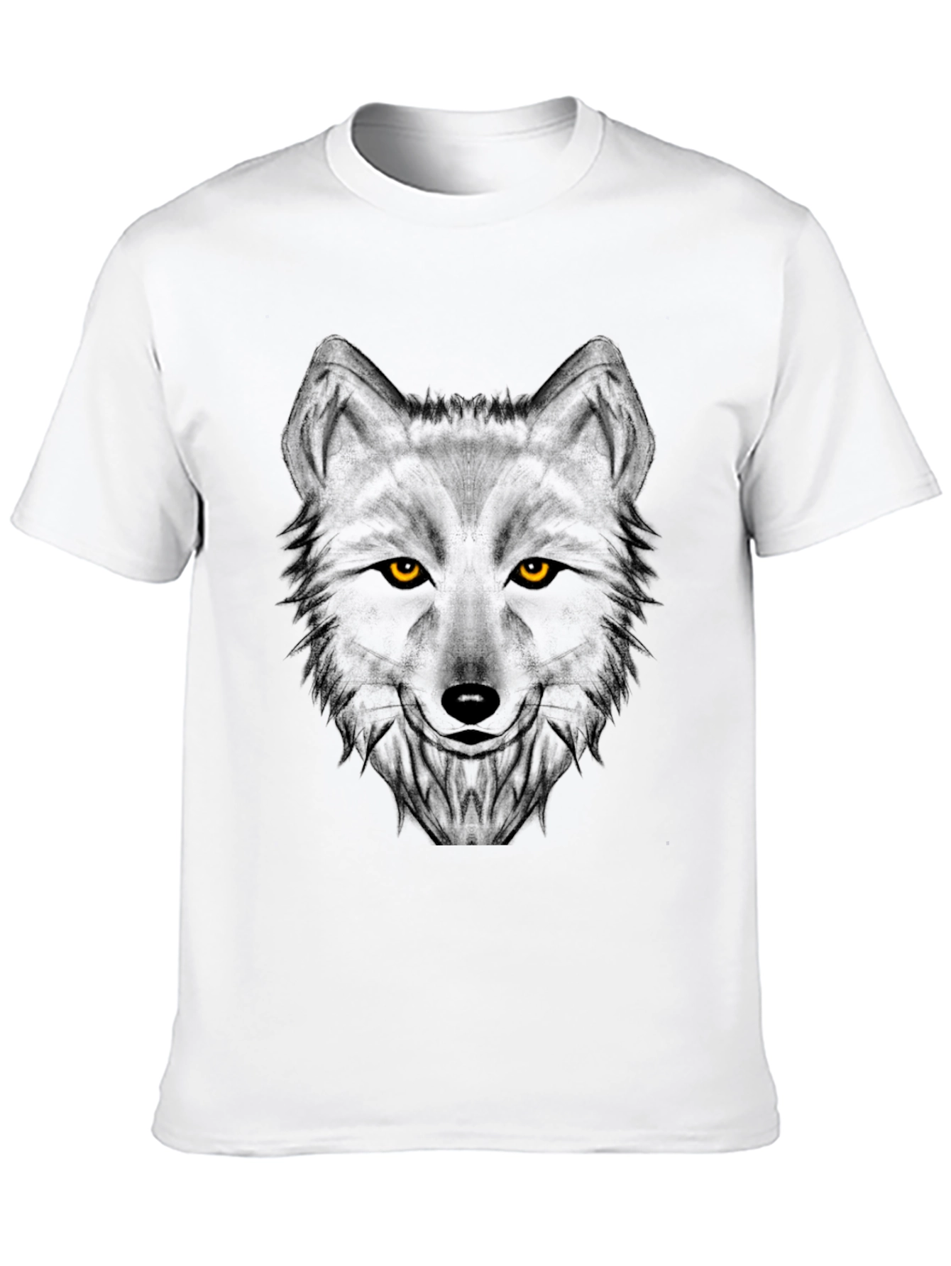 Mens Black Wolf Graphic Print Crew Neck T-Shirt