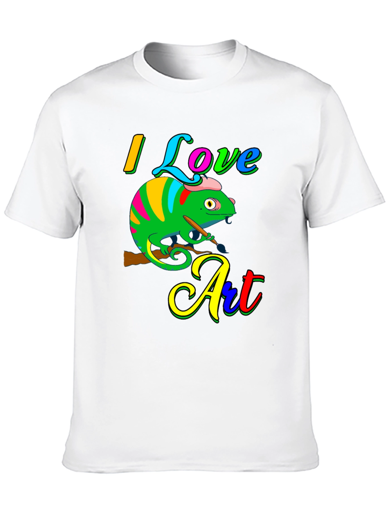 I Love Art Chameleon Graphic Tee - Unique Design