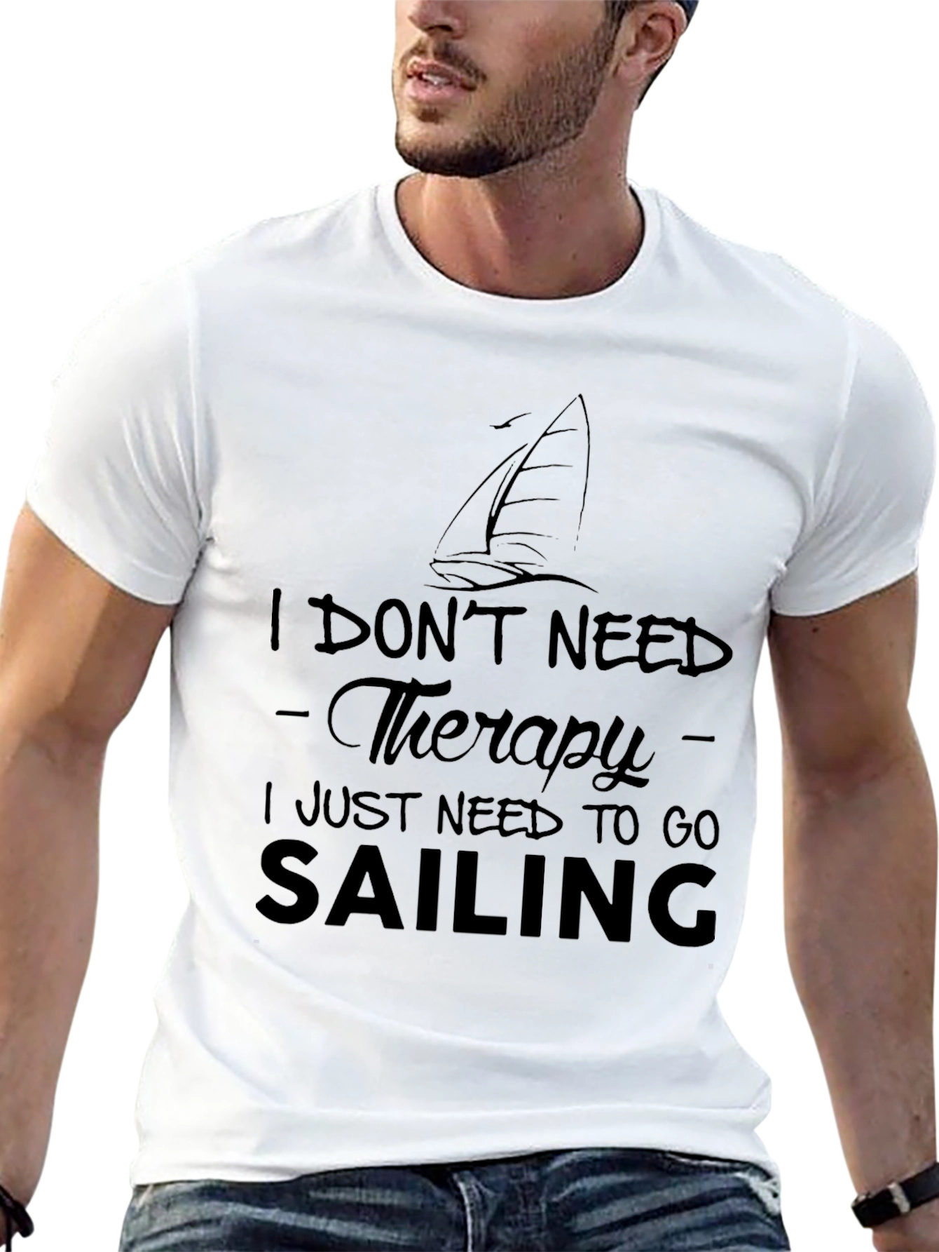 Sailing Therapy Black Graphic Tee Shirt