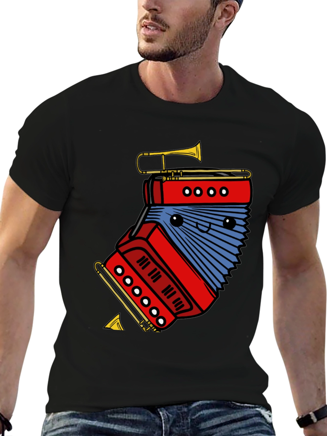 Funny Accordion & Trumpet Graphic Tee