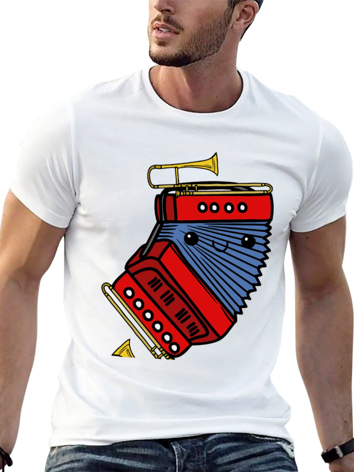 Funny Accordion & Trumpet Graphic Tee