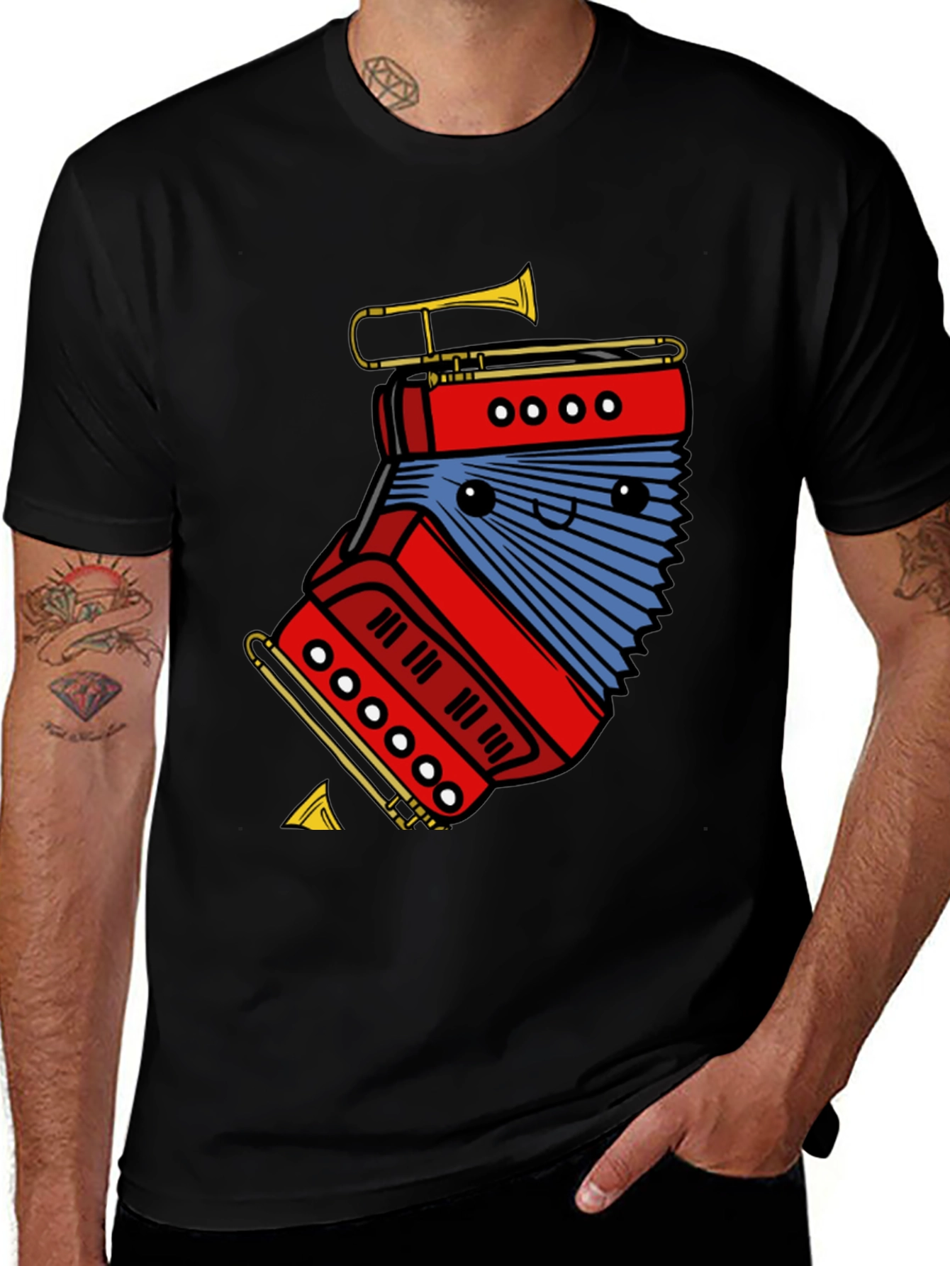 Funny Accordion & Trumpet Graphic Tee