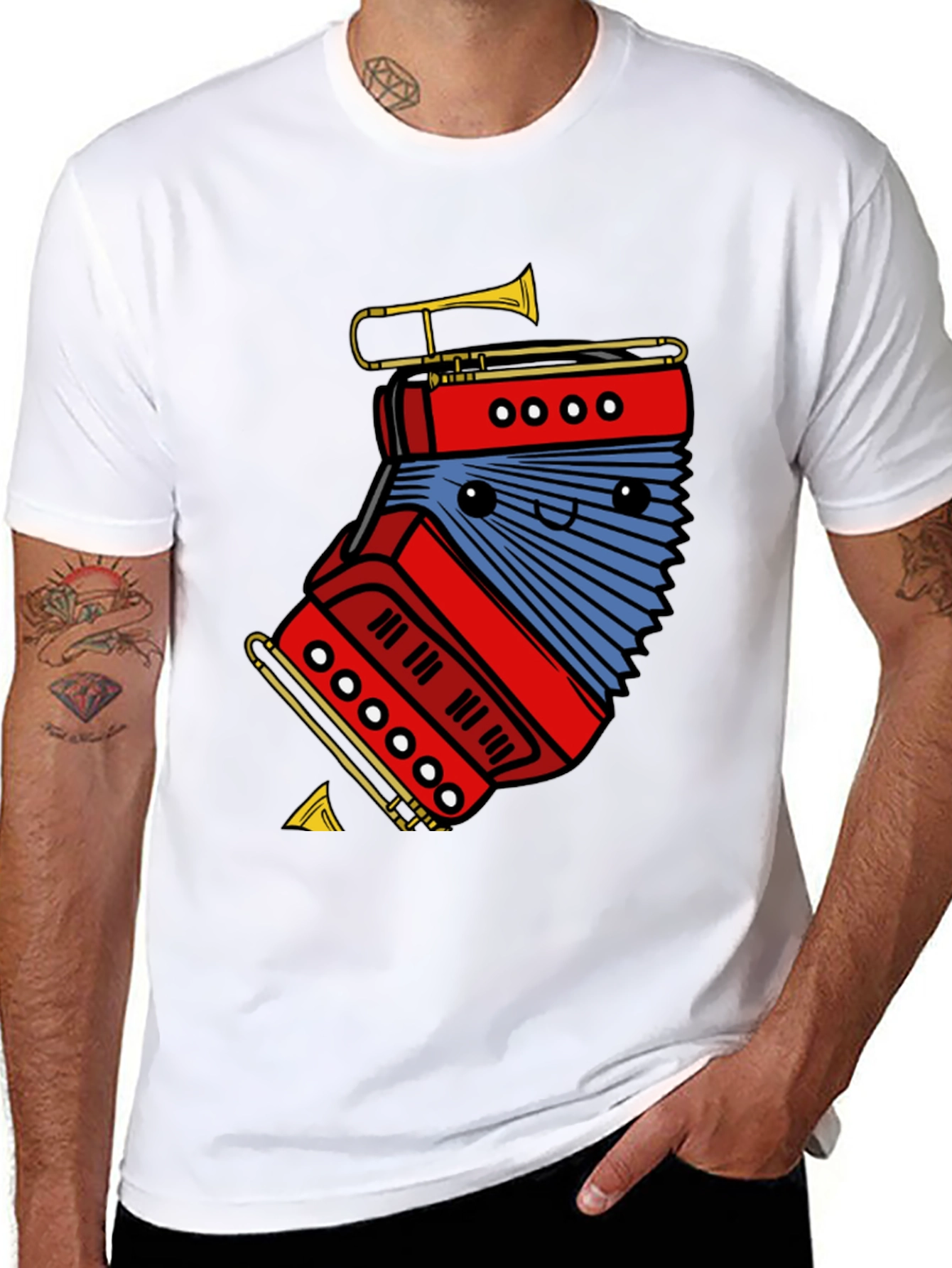 Funny Accordion & Trumpet Graphic Tee