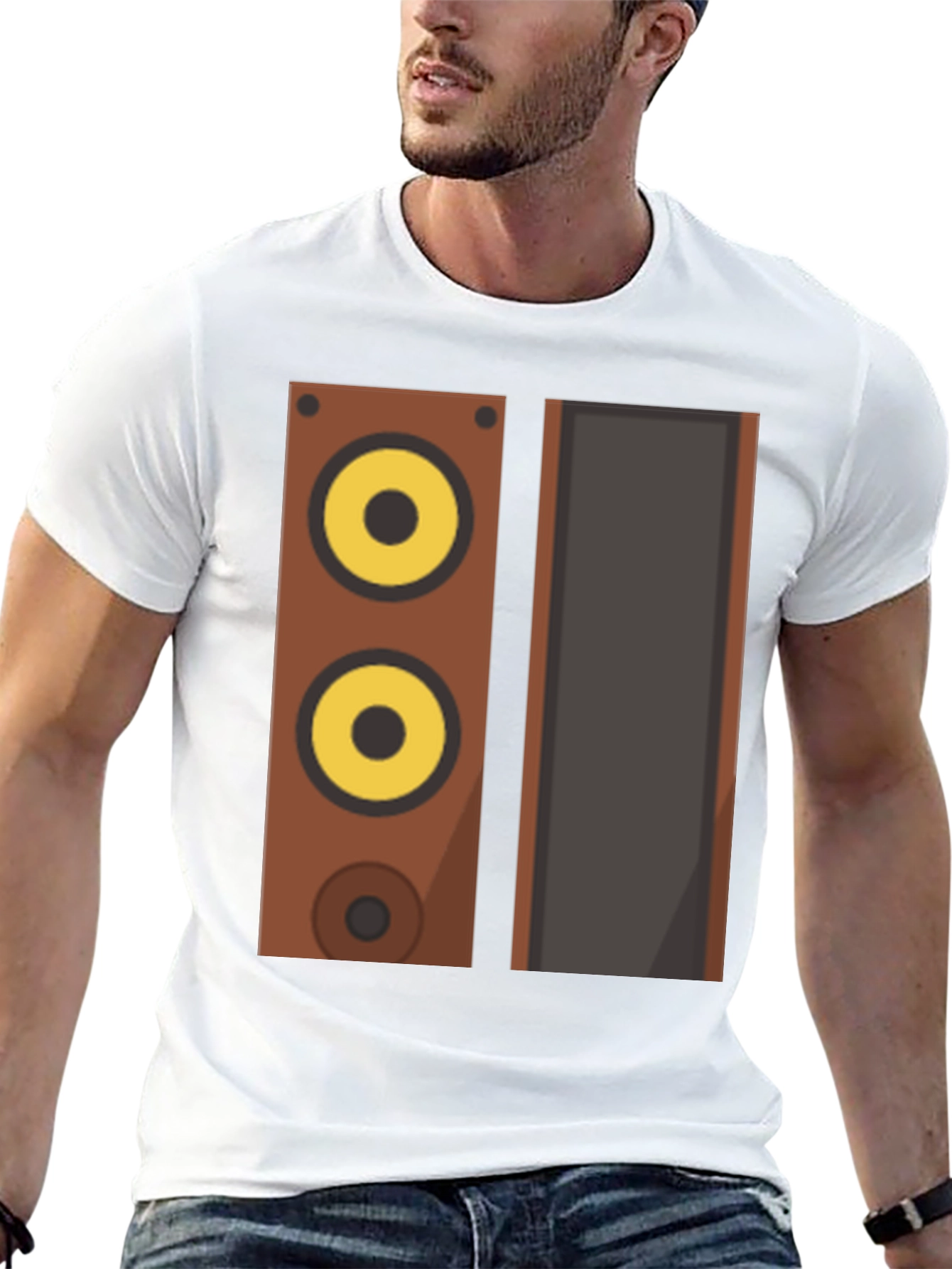 Retro Speaker Graphic Tee - Black Cotton Blend Shirt