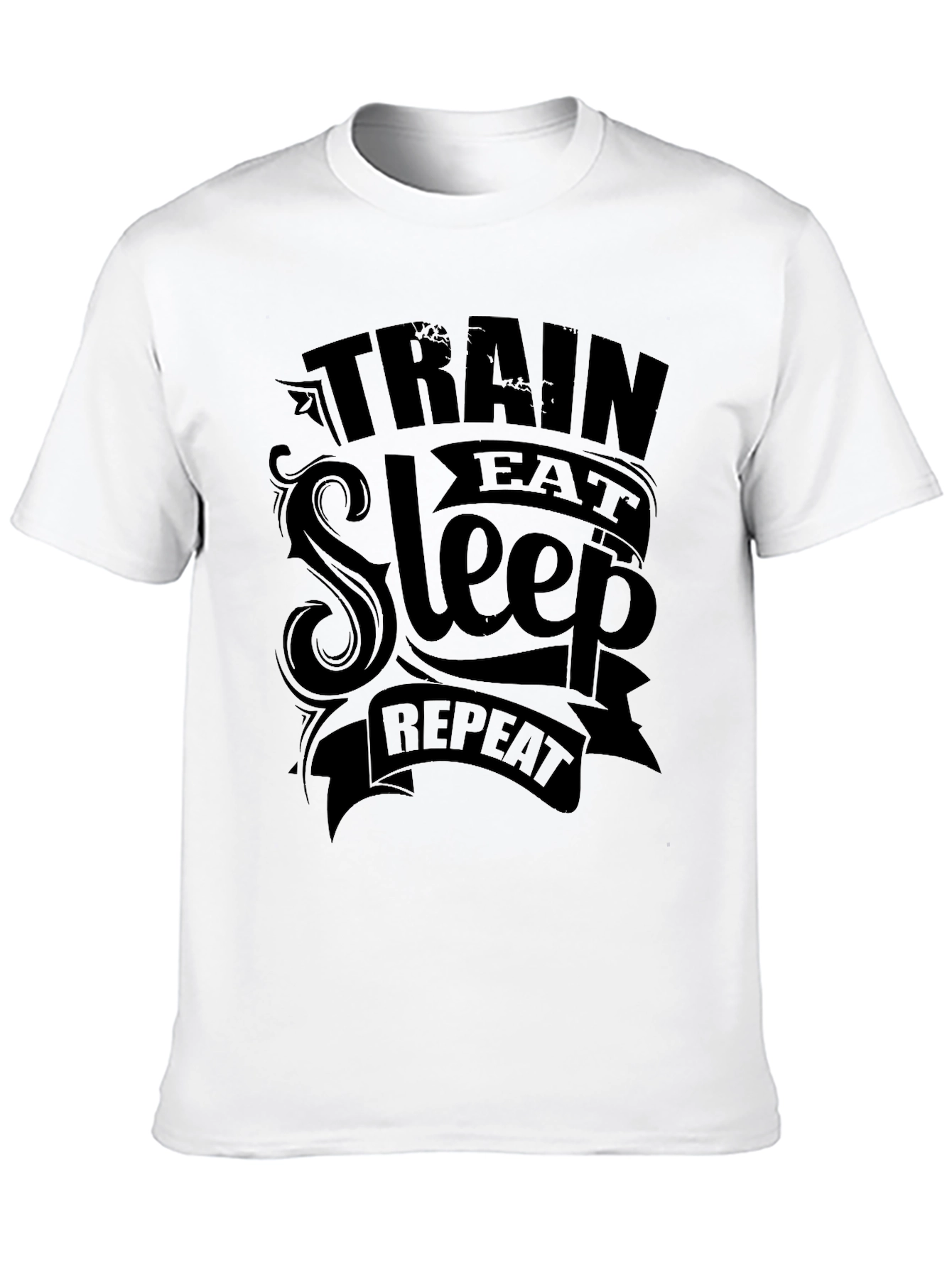 Train Eat Sleep Repeat Mens Black T-Shirt