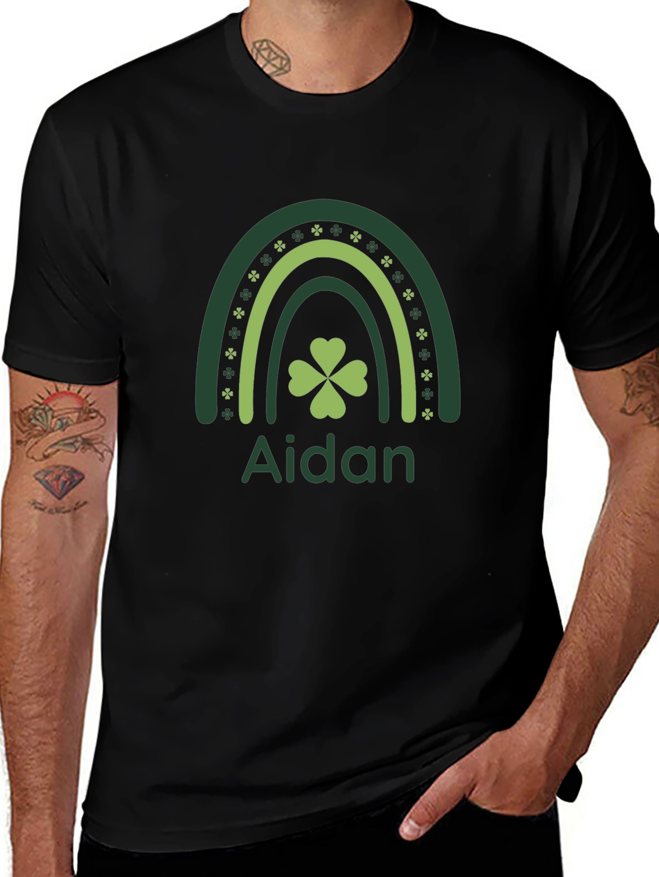 Aidan St. Patricks Day Rainbow Shamrock T-Shirt