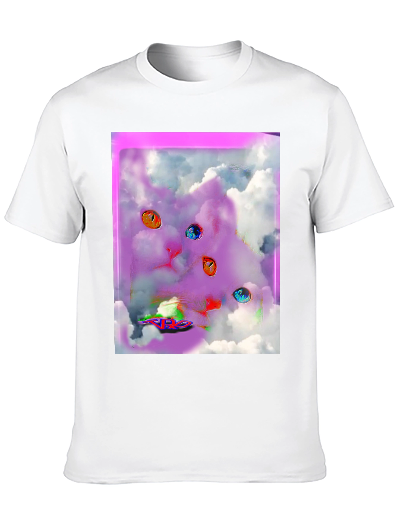 Surreal Cat Graphic Tee - Black Cotton Comfort
