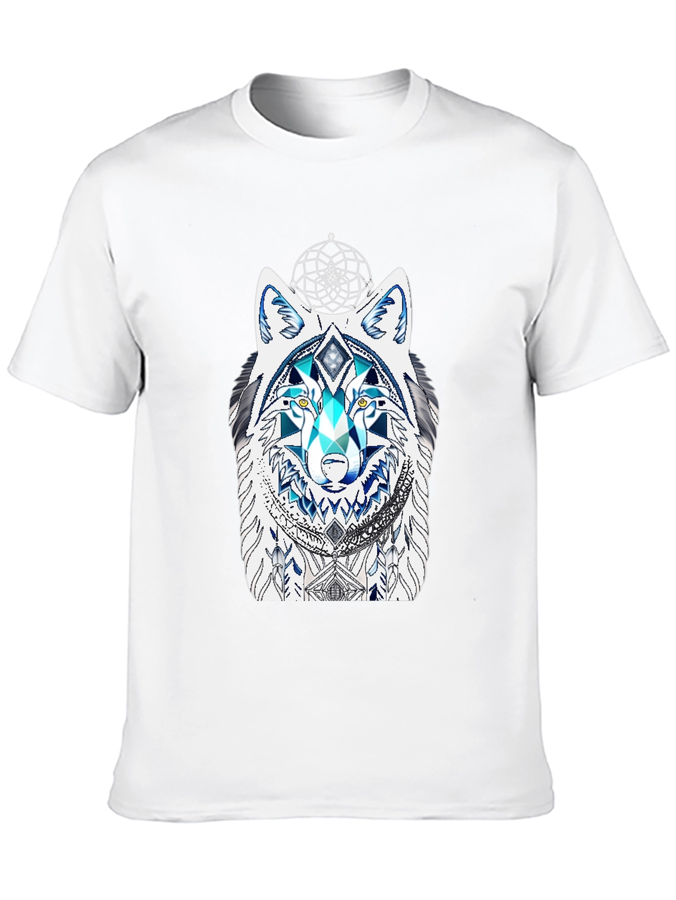 Wolf Graphic Tee - Geometric Dreamcatcher Design