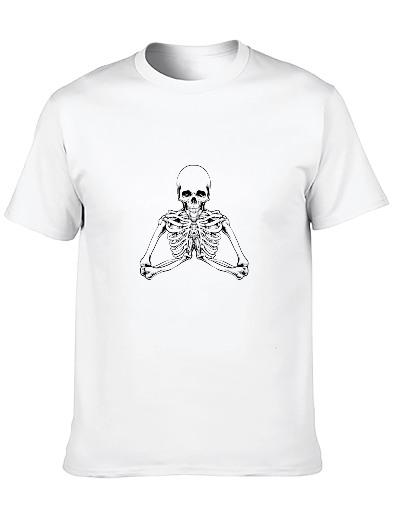 Meditating Skeleton Graphic Tee - Black Cotton T-Shirt
