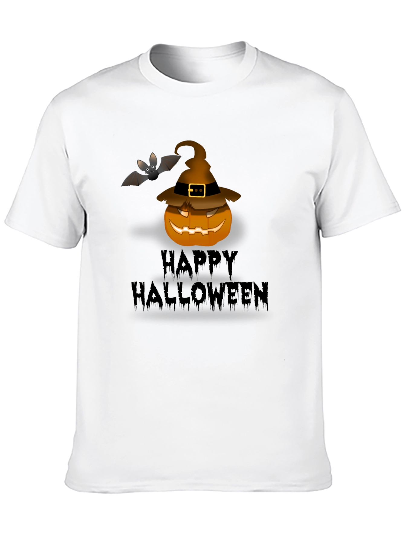 Happy Halloween Pumpkin Bat Graphic T-Shirt