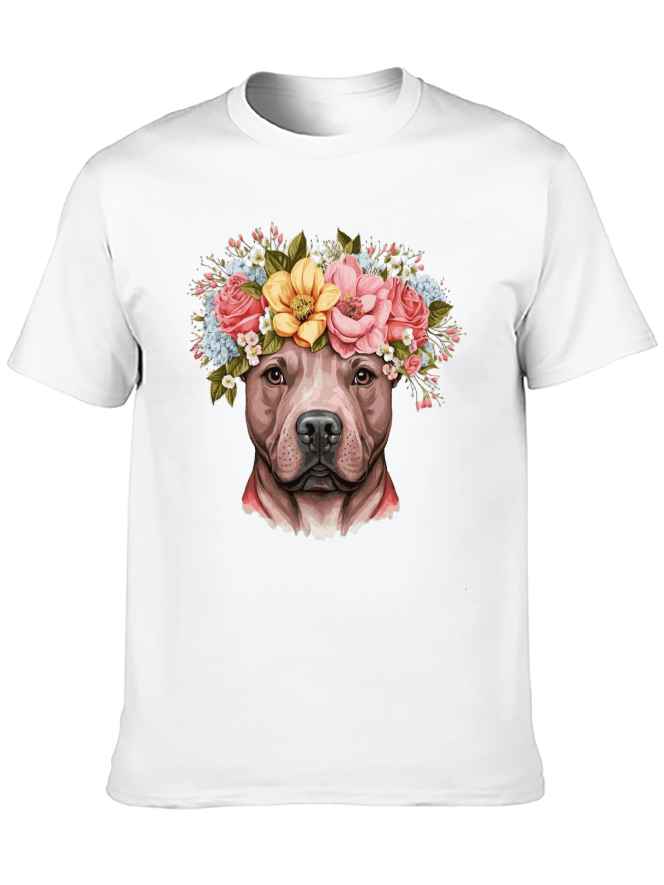 Pitbull Dog with Flower Crown T-Shirt