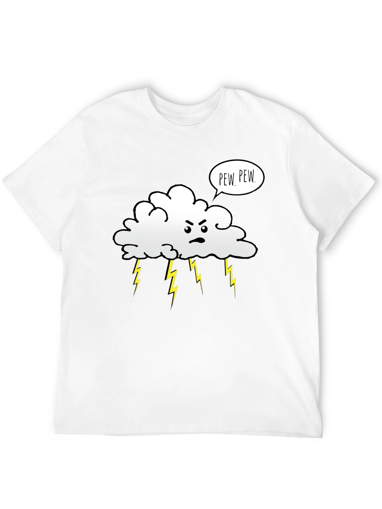 Angry Cloud Pew Pew Black Graphic T-Shirt