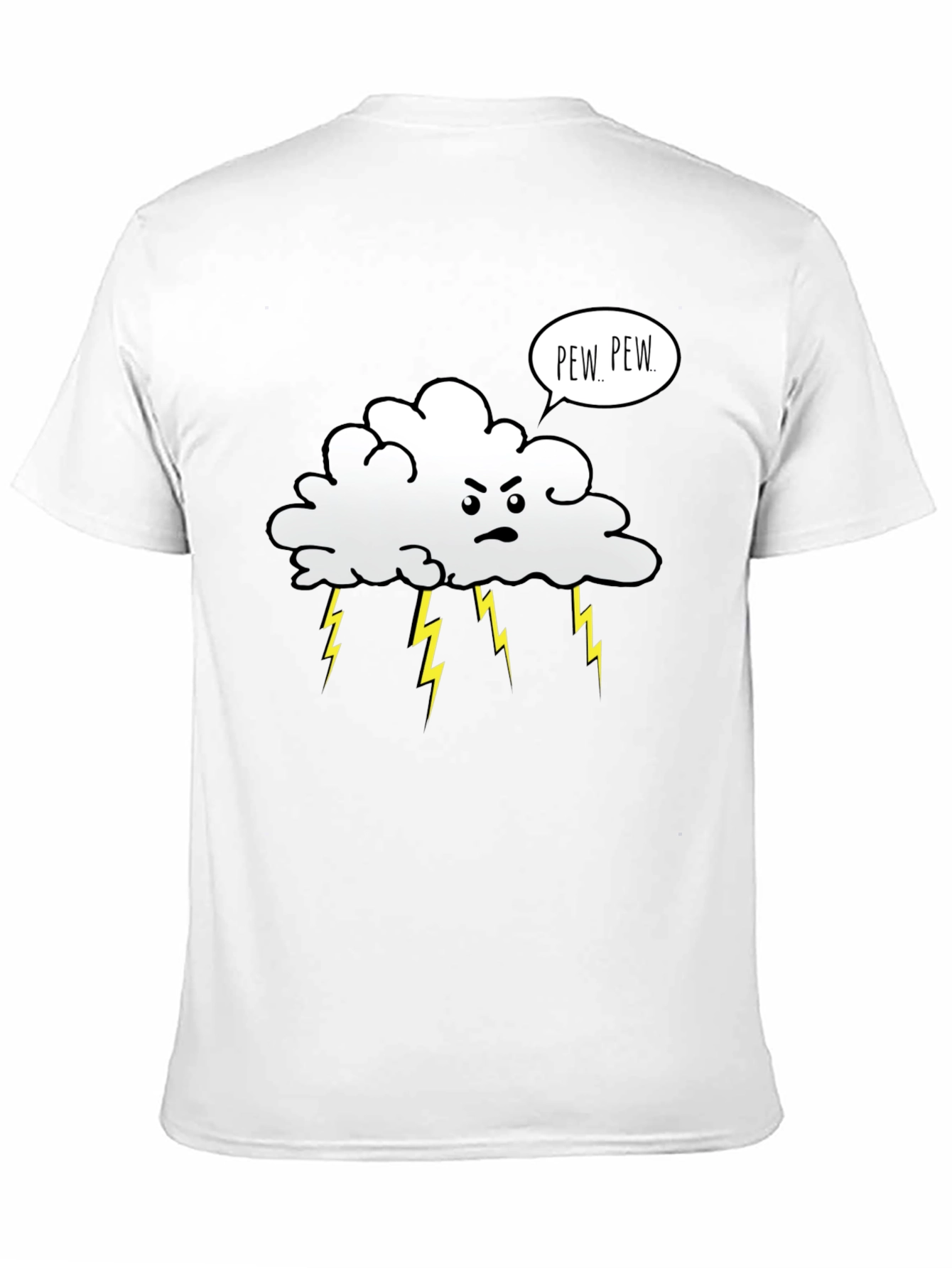 Angry Cloud Pew Pew Black Graphic T-Shirt