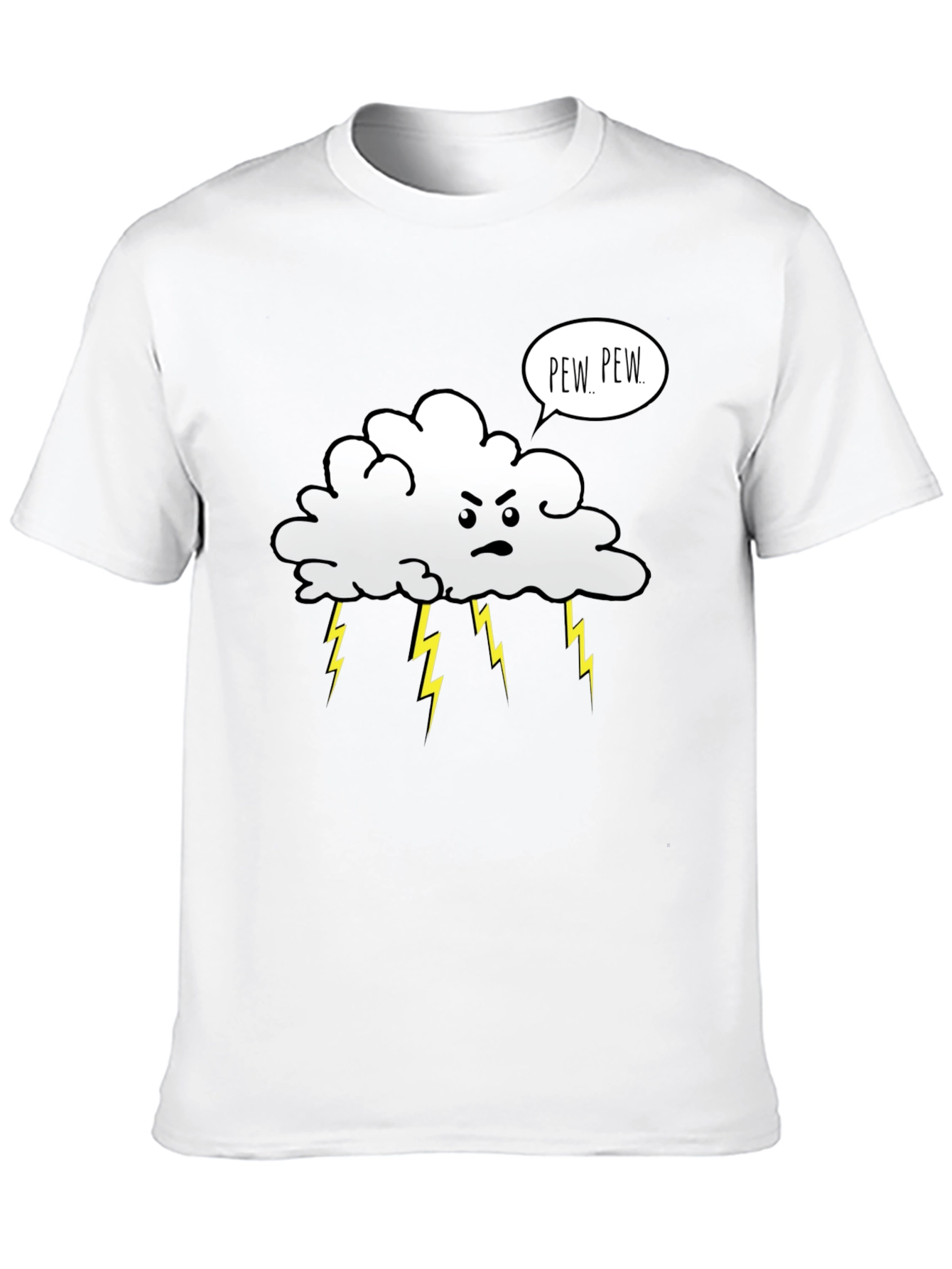Angry Cloud Pew Pew Black Graphic T-Shirt