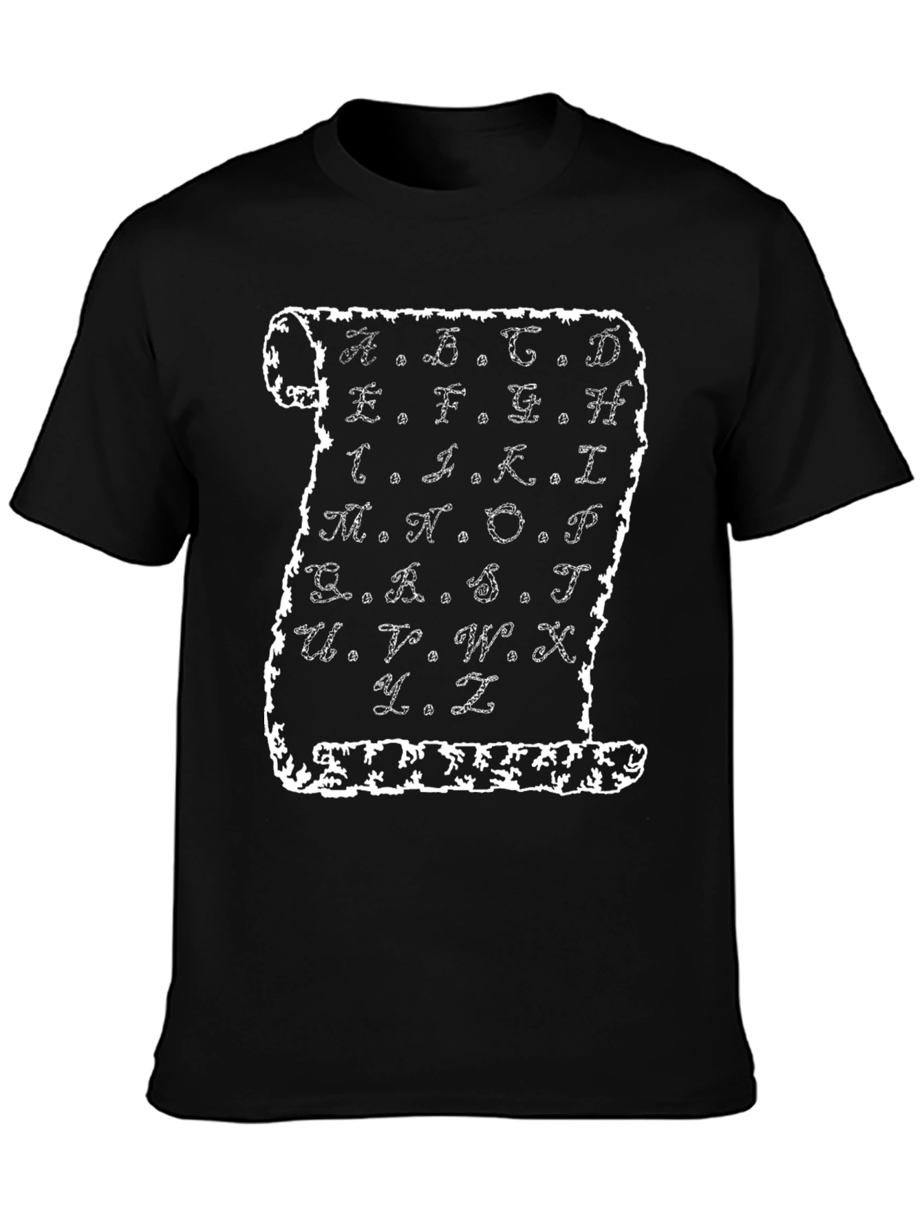 Alphabet Scroll Graphic Tee - Black Cotton T-Shirt