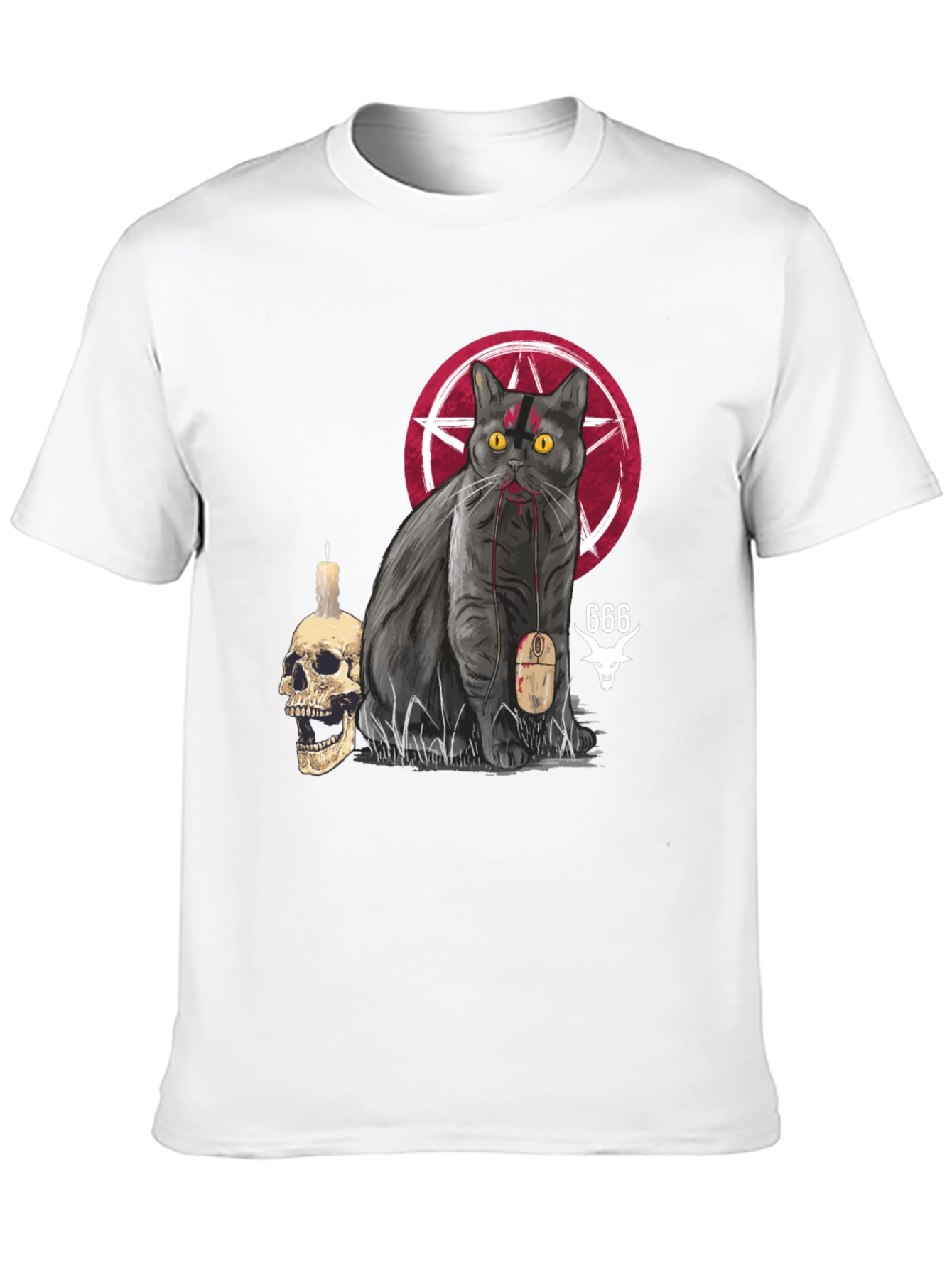 Gothic Cat Graphic Tee - Dark Humor T-Shirt