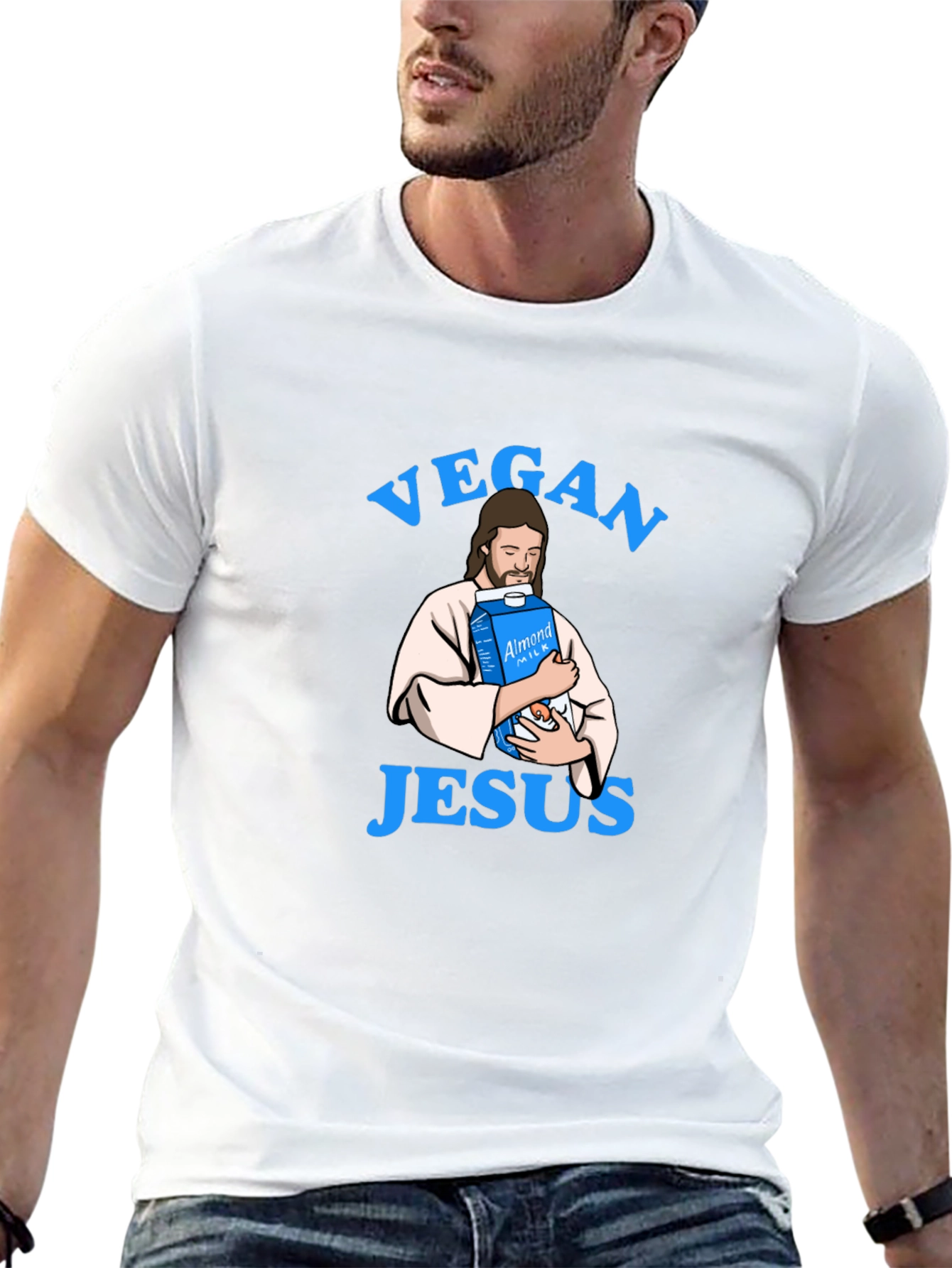 Vegan Jesus T-Shirt - Almond Milk Humor Tee