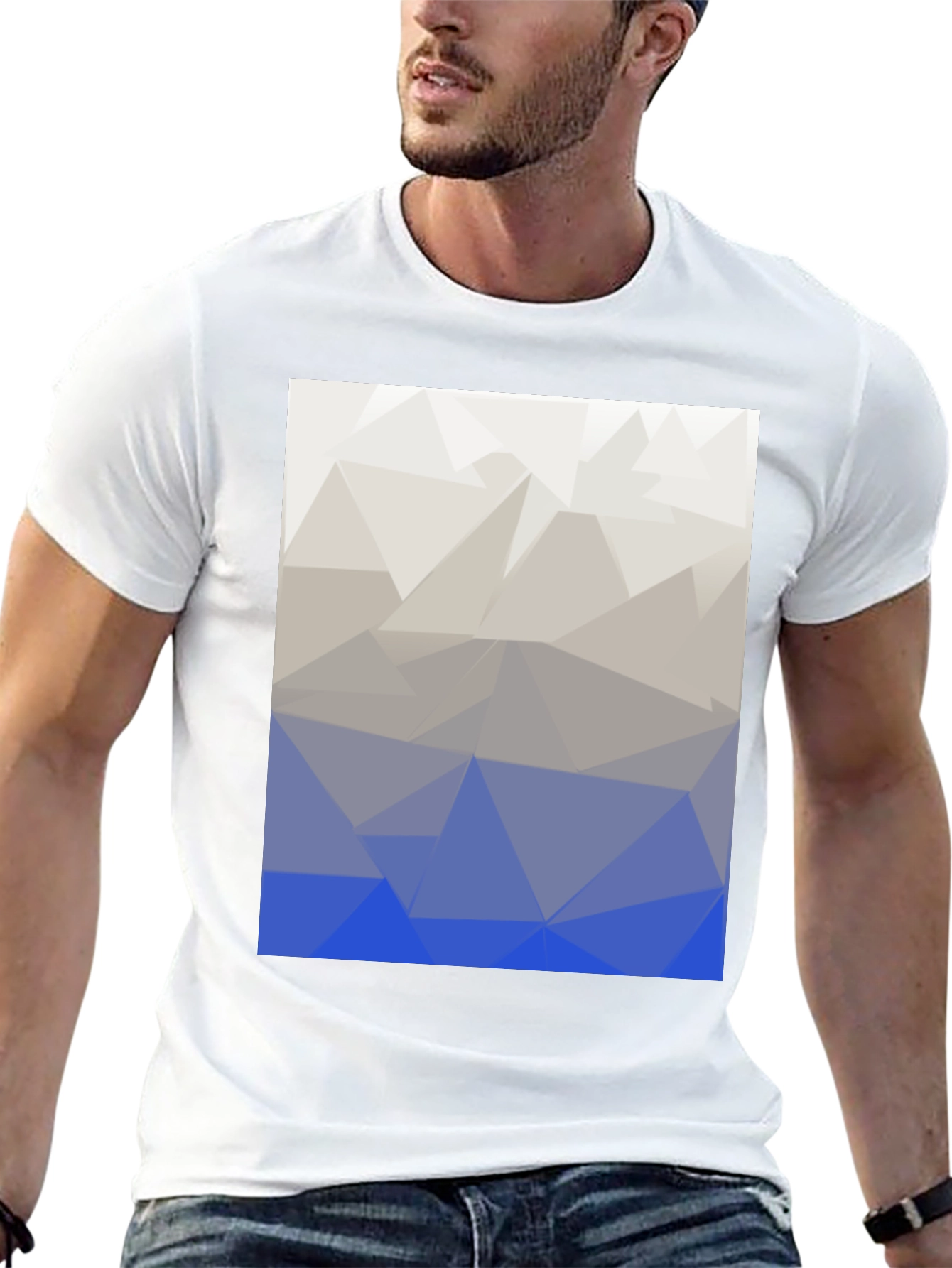 Abstract Geometric Triangle Print T-Shirt - Black