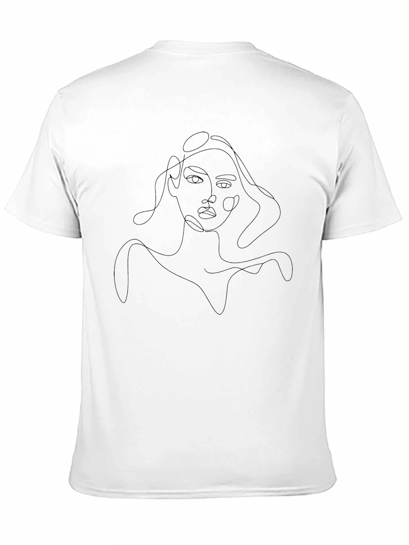 Abstract Woman Line Art Black T-Shirt