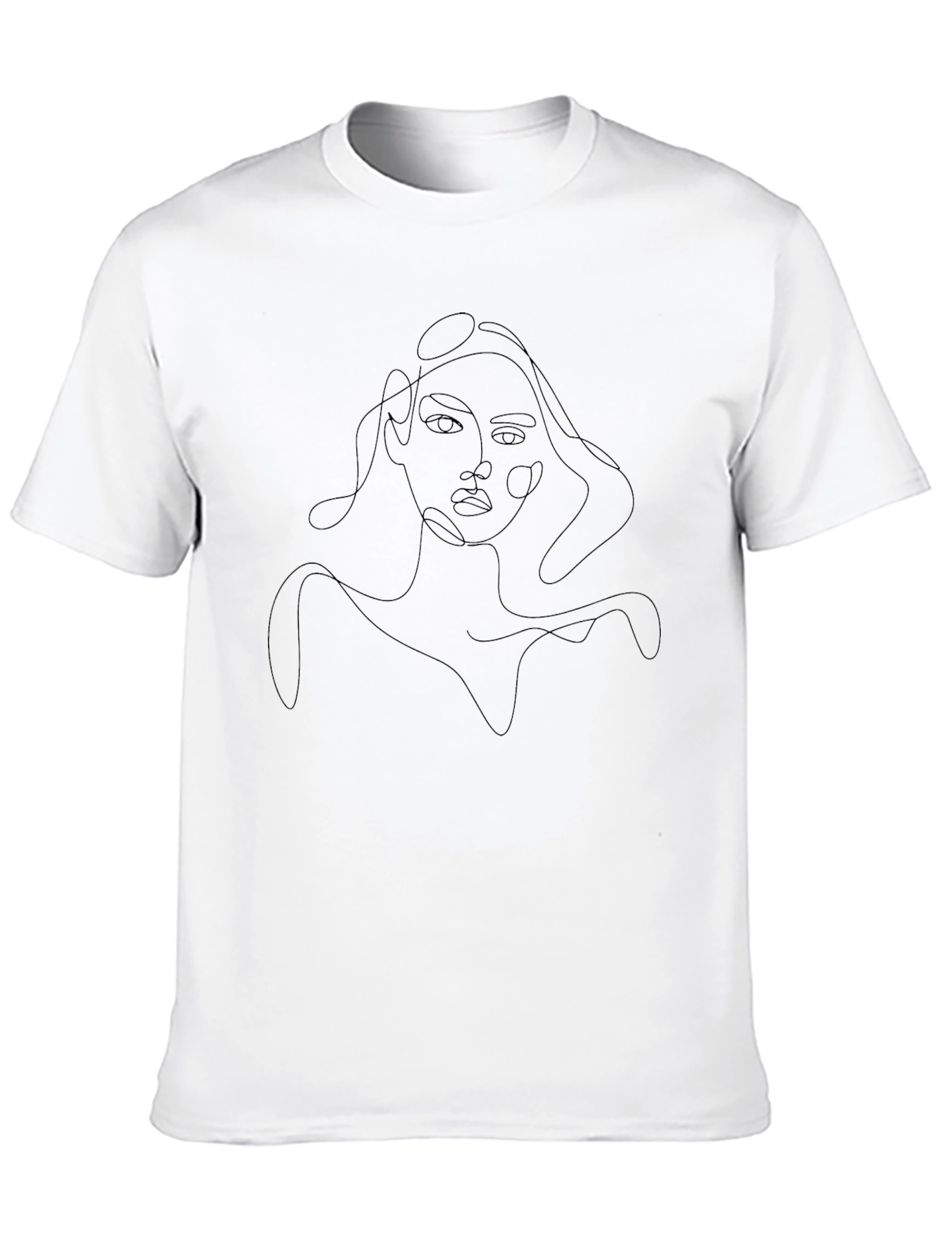 Abstract Woman Line Art Black T-Shirt