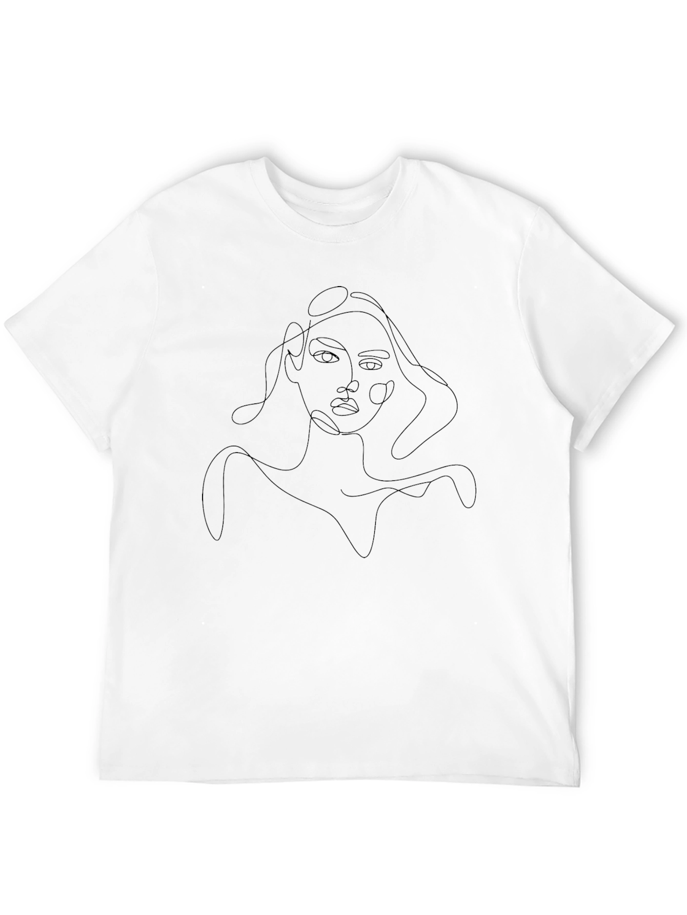 Abstract Woman Line Art Black T-Shirt