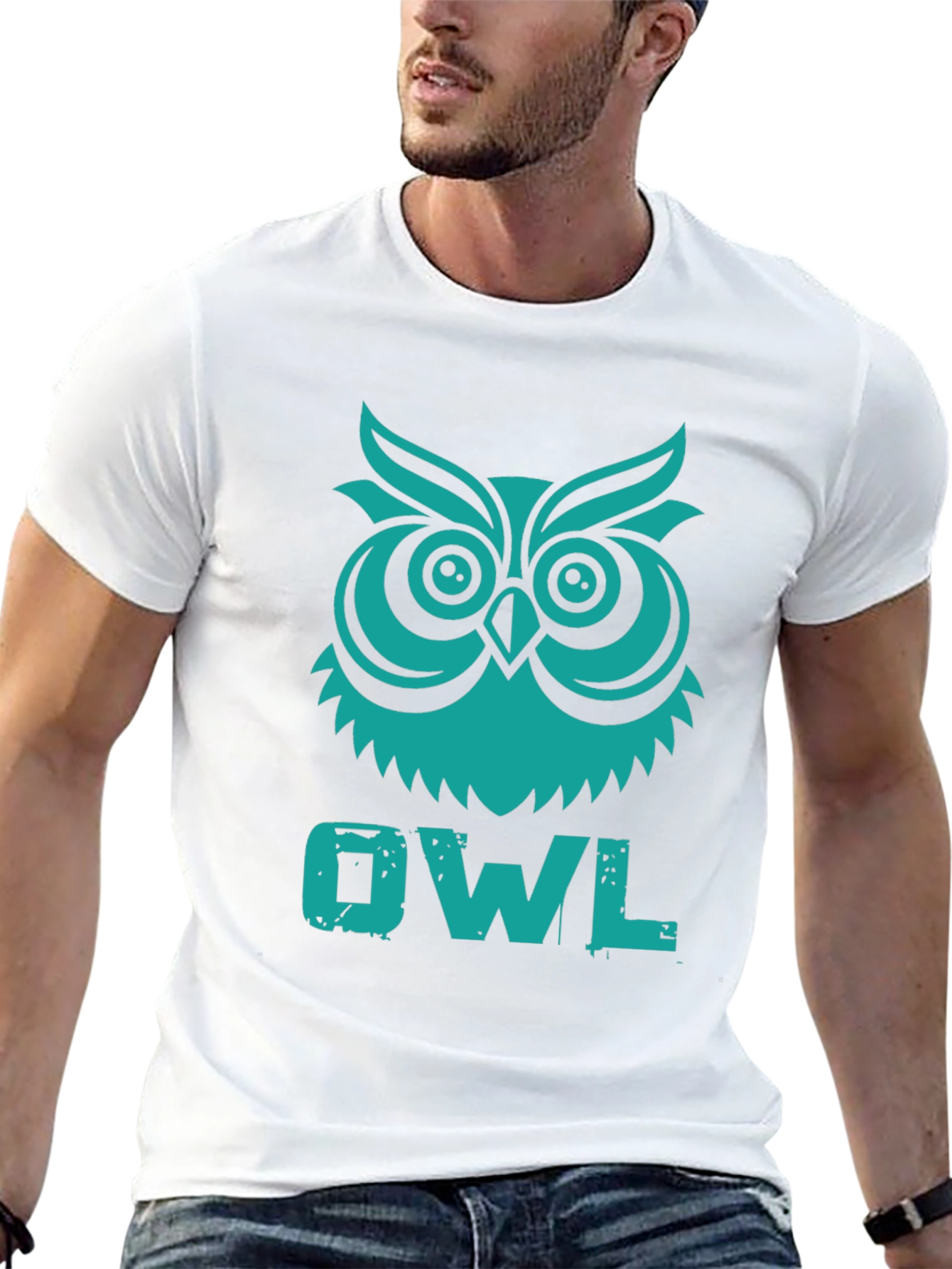 Owl Graphic Tee - Black Cotton T-Shirt