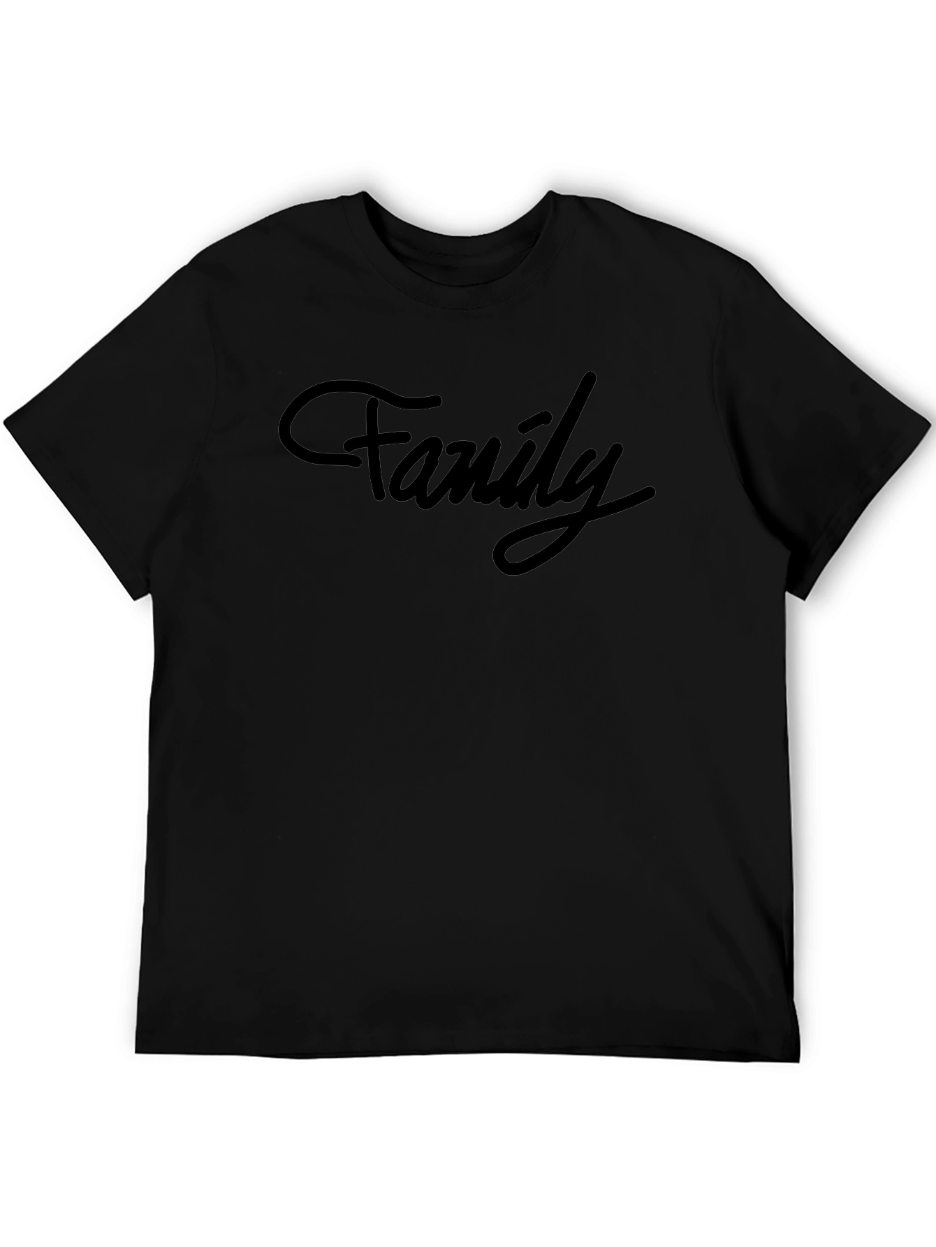 Family Script Black T-Shirt Casual Style