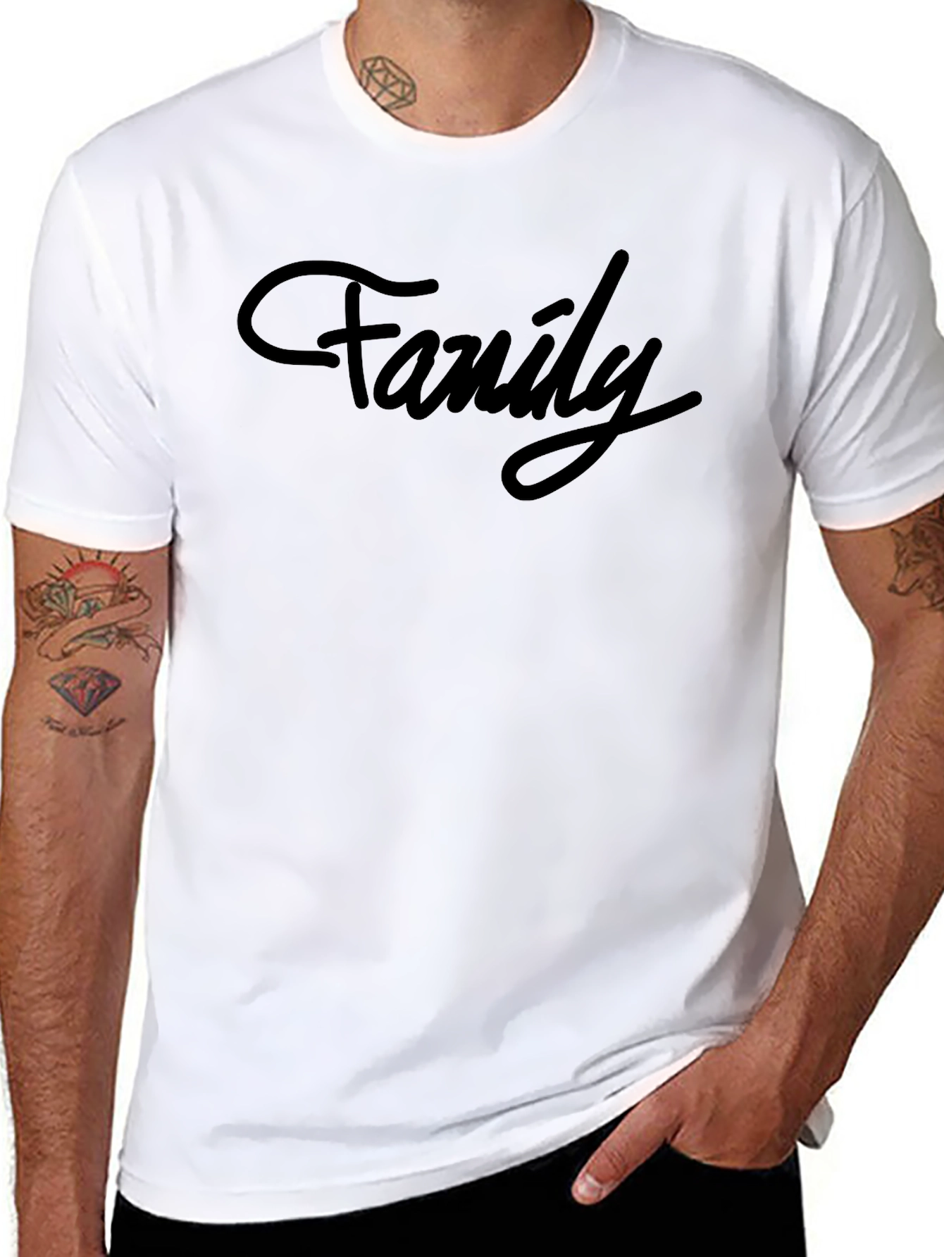 Family Script Black T-Shirt Casual Style