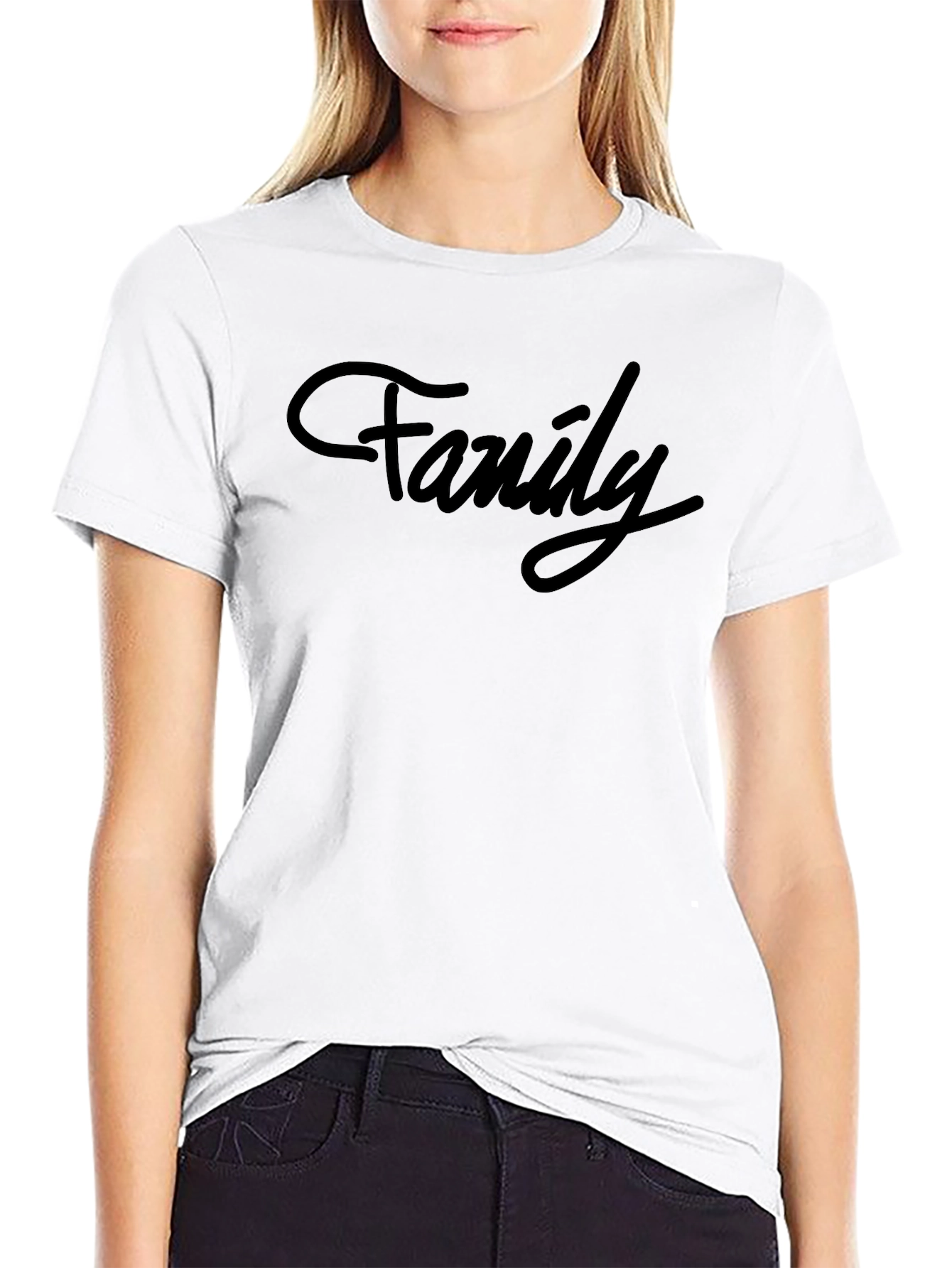 Family Script Black T-Shirt Casual Style