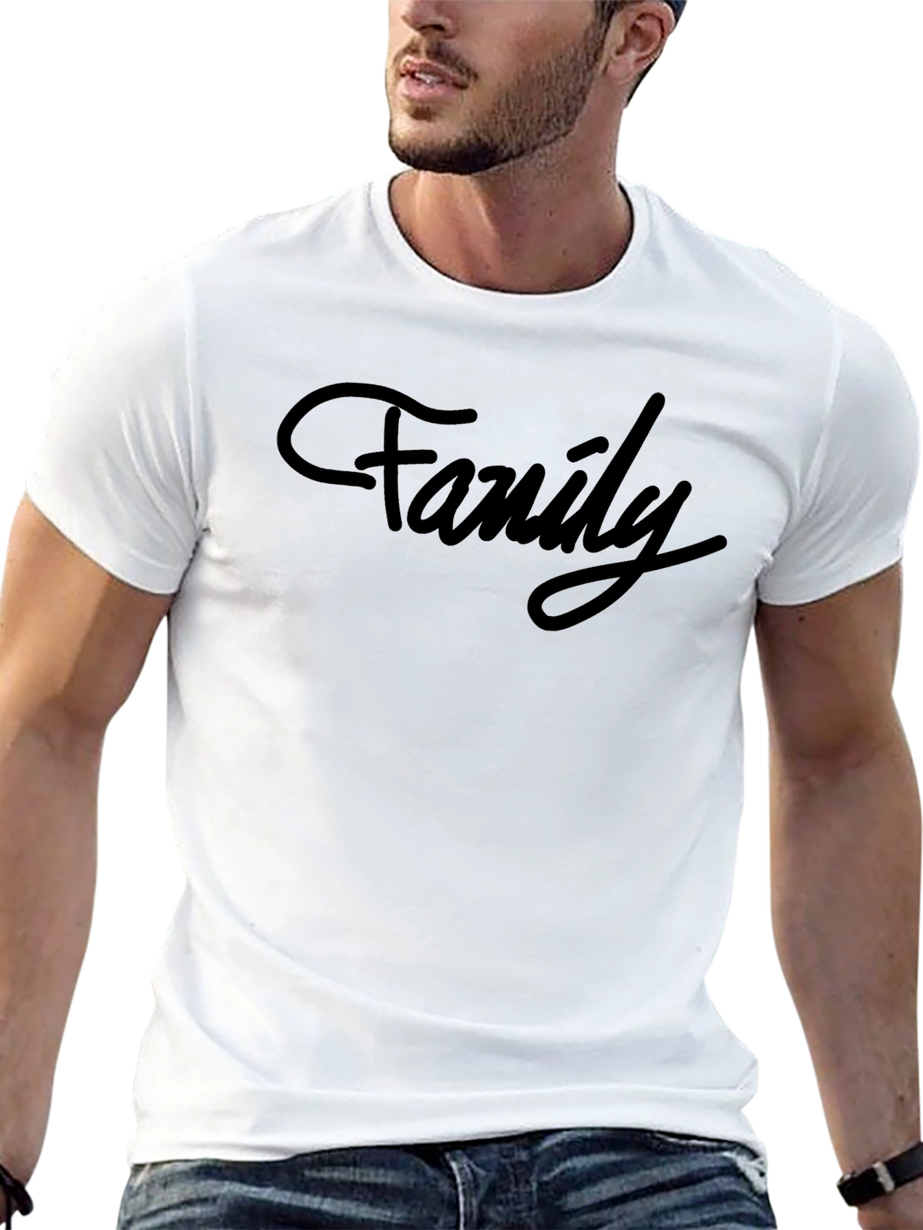 Family Script Black T-Shirt Casual Style