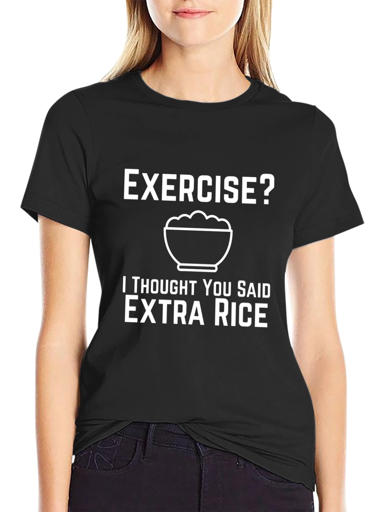 Exercise? Extra Rice T-Shirt Funny Foodie Tee