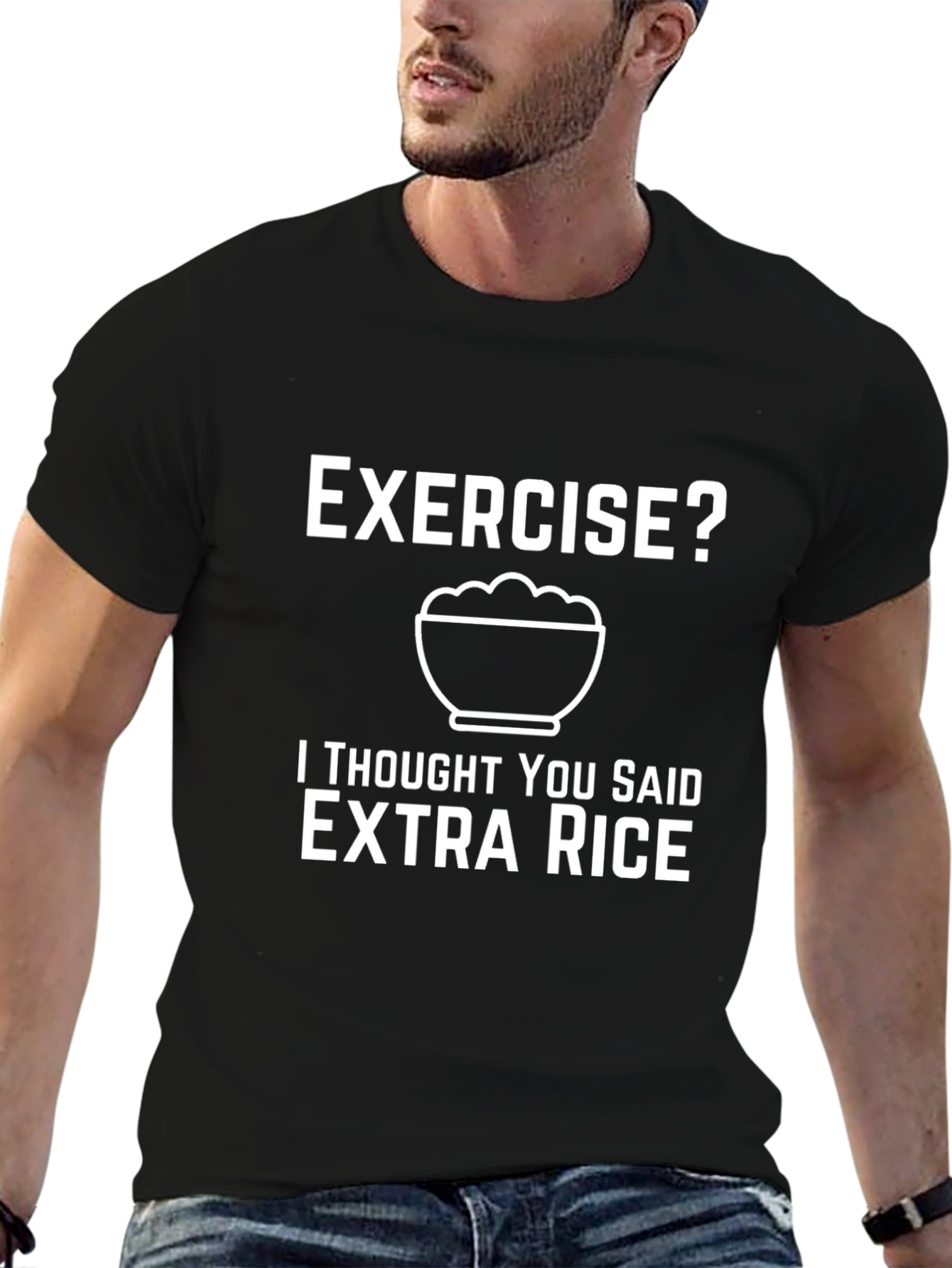 Exercise? Extra Rice T-Shirt Funny Foodie Tee